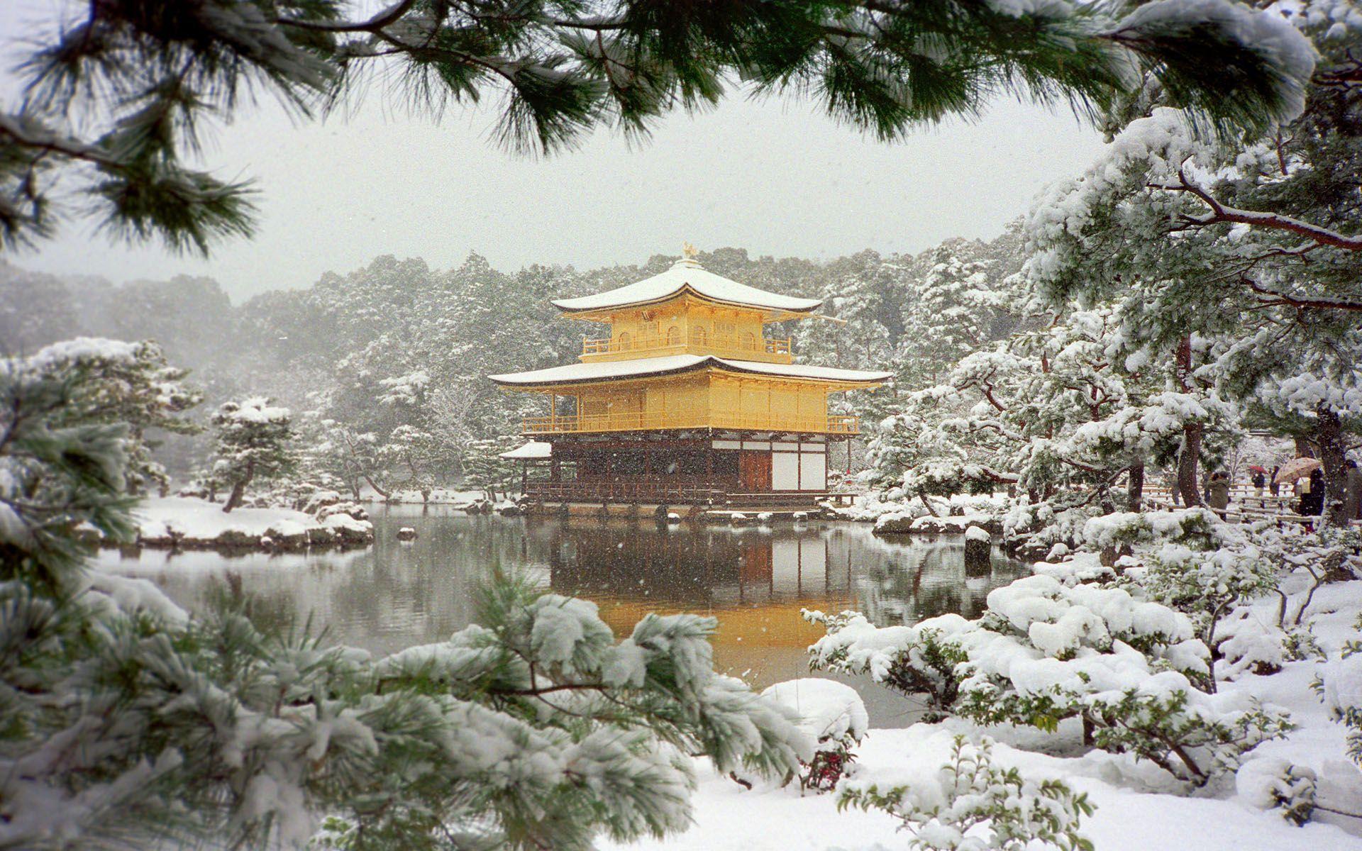 Kinkaku Snow Kyoto Travel photo and wallpaper