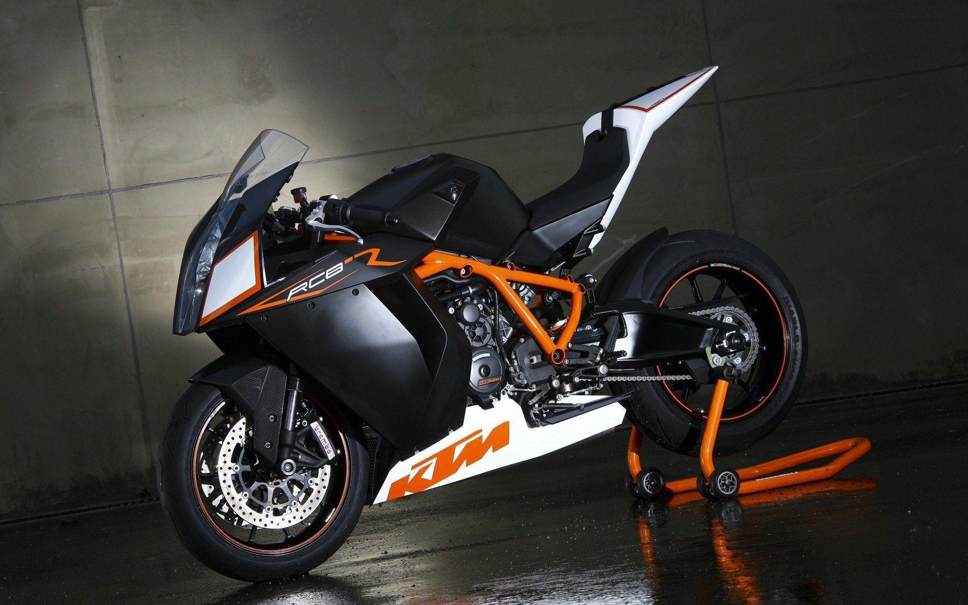Ktm 1190 Rc8 Motorcycle Concrete Wall Hd Wallpaper Background Uhd