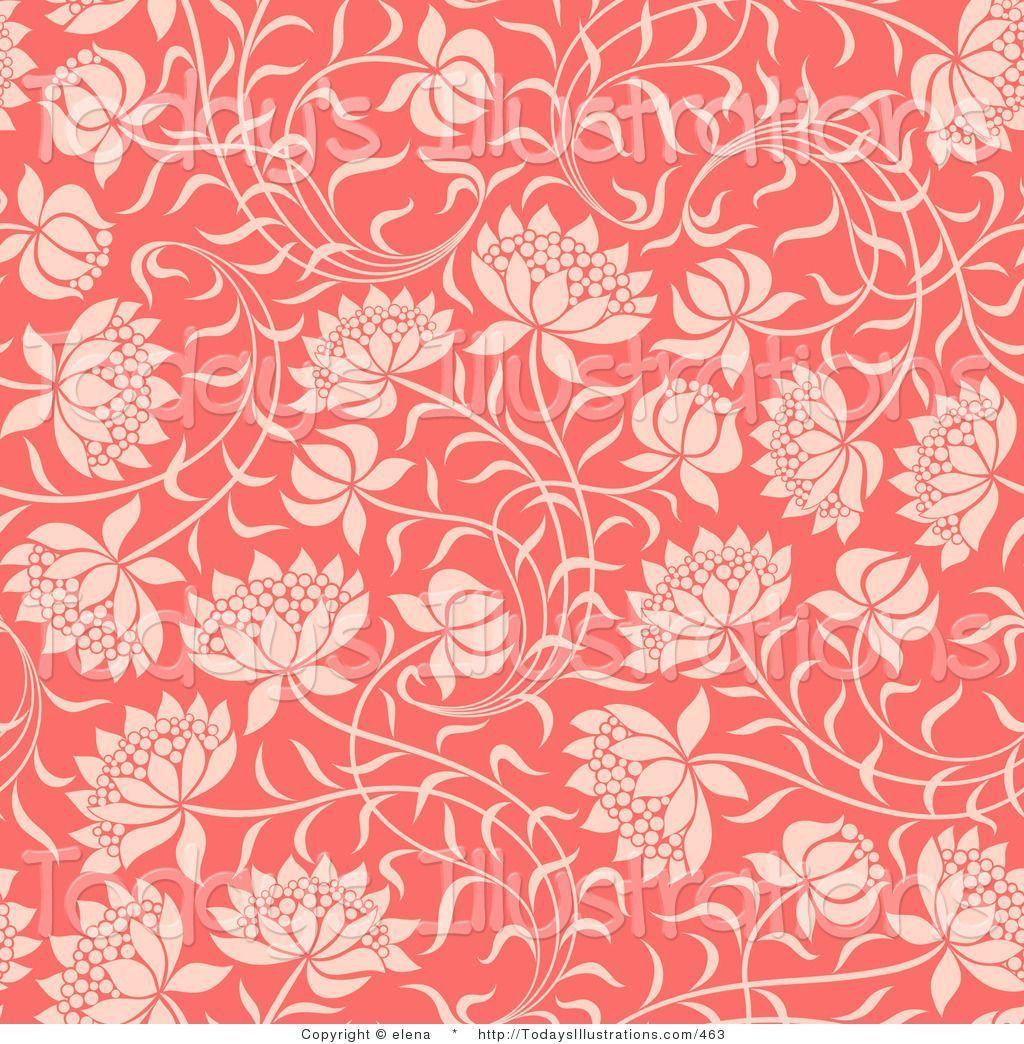 Clipart of Pink Flowers on Slender Stems on a Deeper Pink