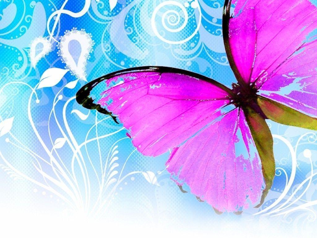 Wallpaper For > Pink Butterfly Background