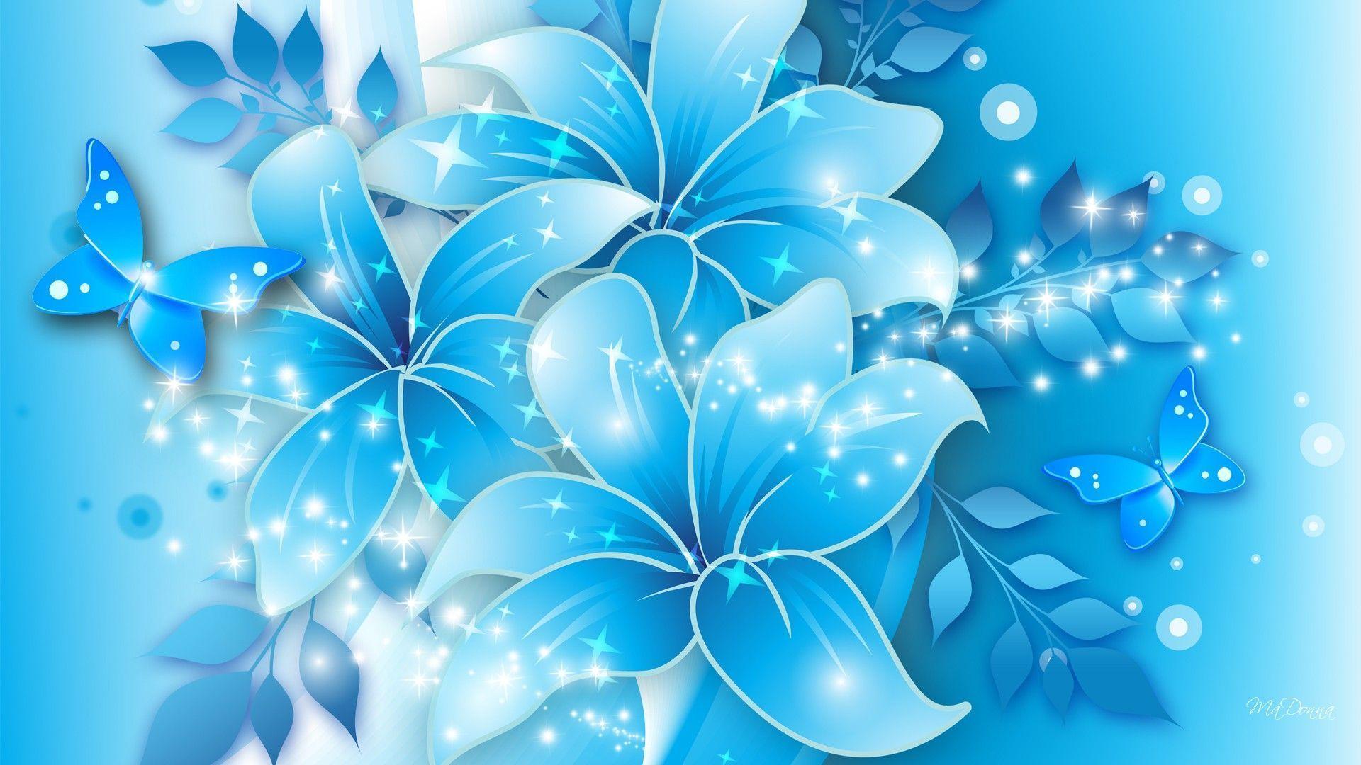 Wallpaper For > Blue Floral Background