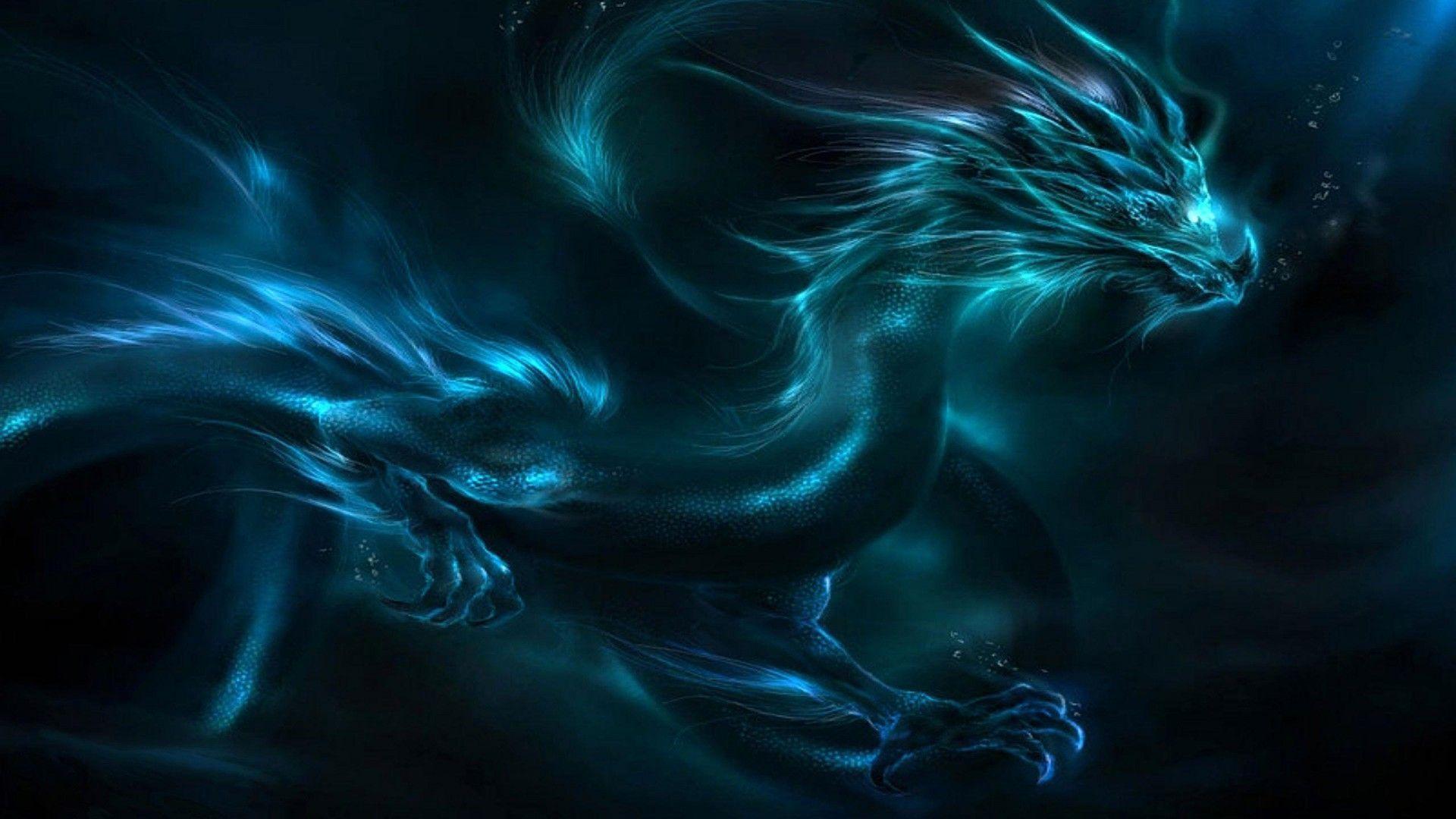 Wallpaper For > Cool Blue Dragon Wallpaper