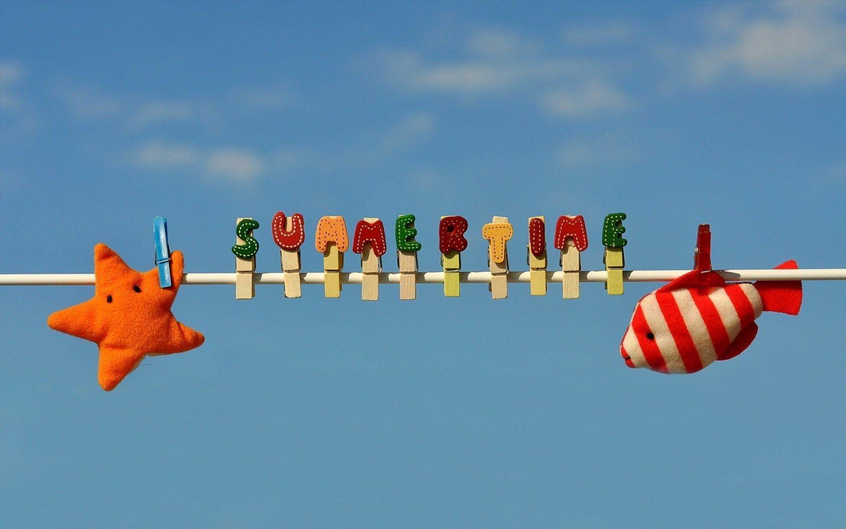 Laundry Pegs Letters Summertime Clear Sky Hd Wallpaper Background