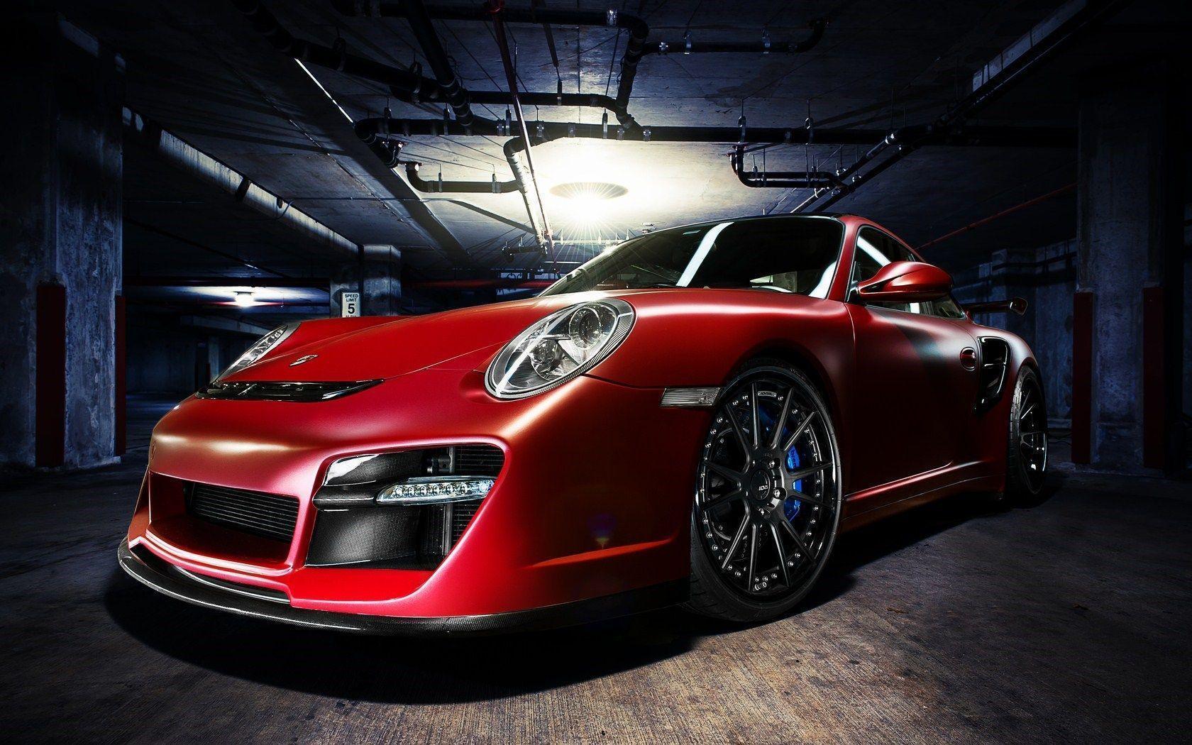 Porsche 911 Turbo Red Car Garage Photo HD Wallpaper