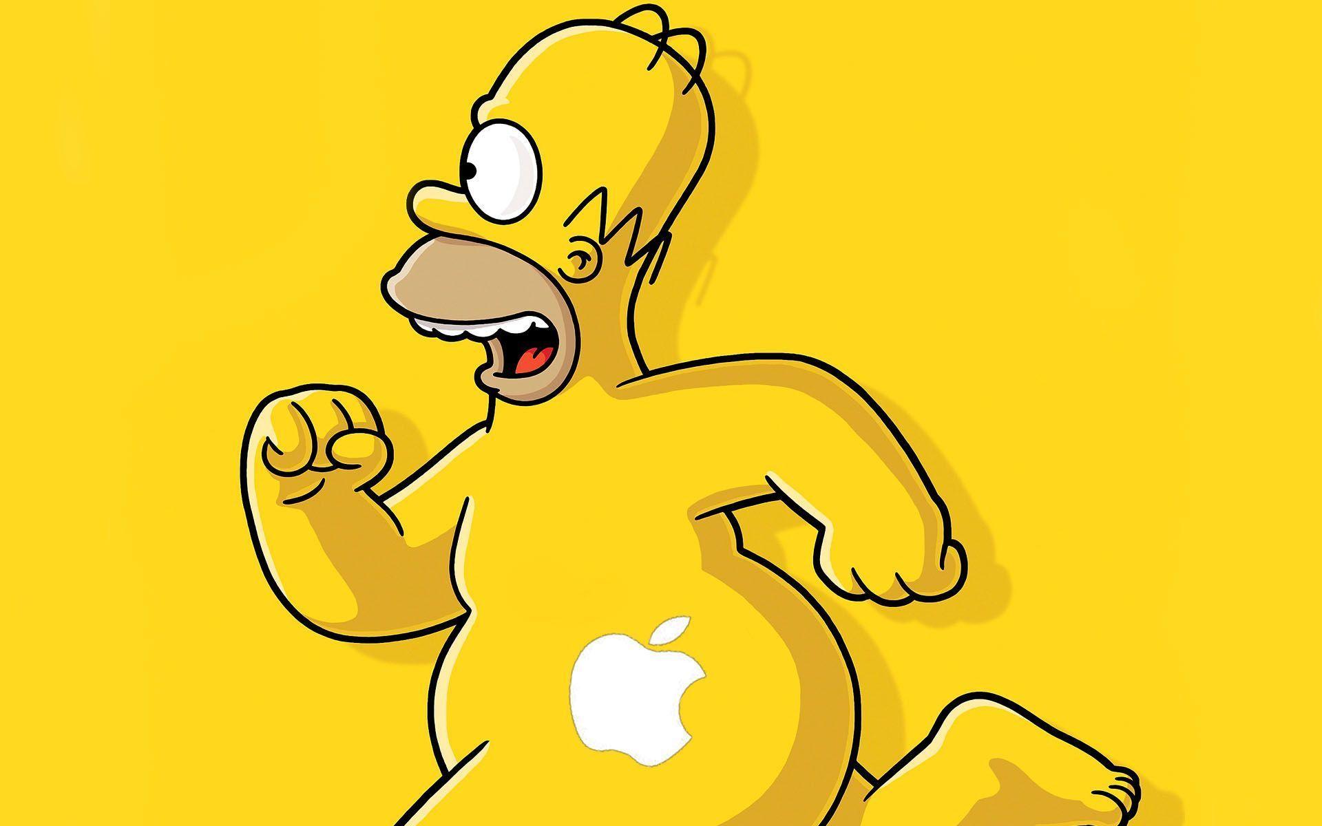 Apple Wallpaper Yellow Simpsons Background Wide