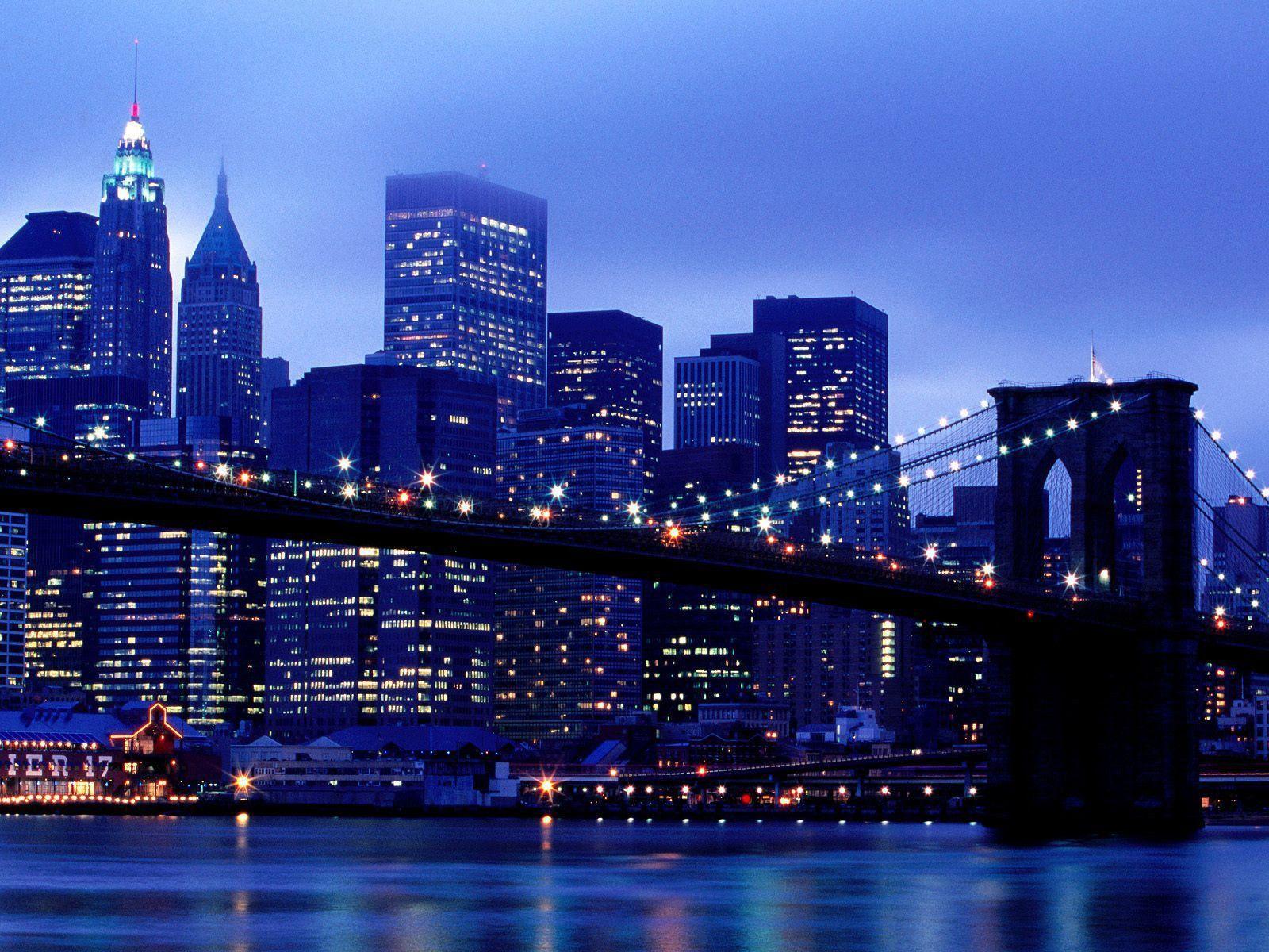 New York Brooklyn Bridge Night wallpaper