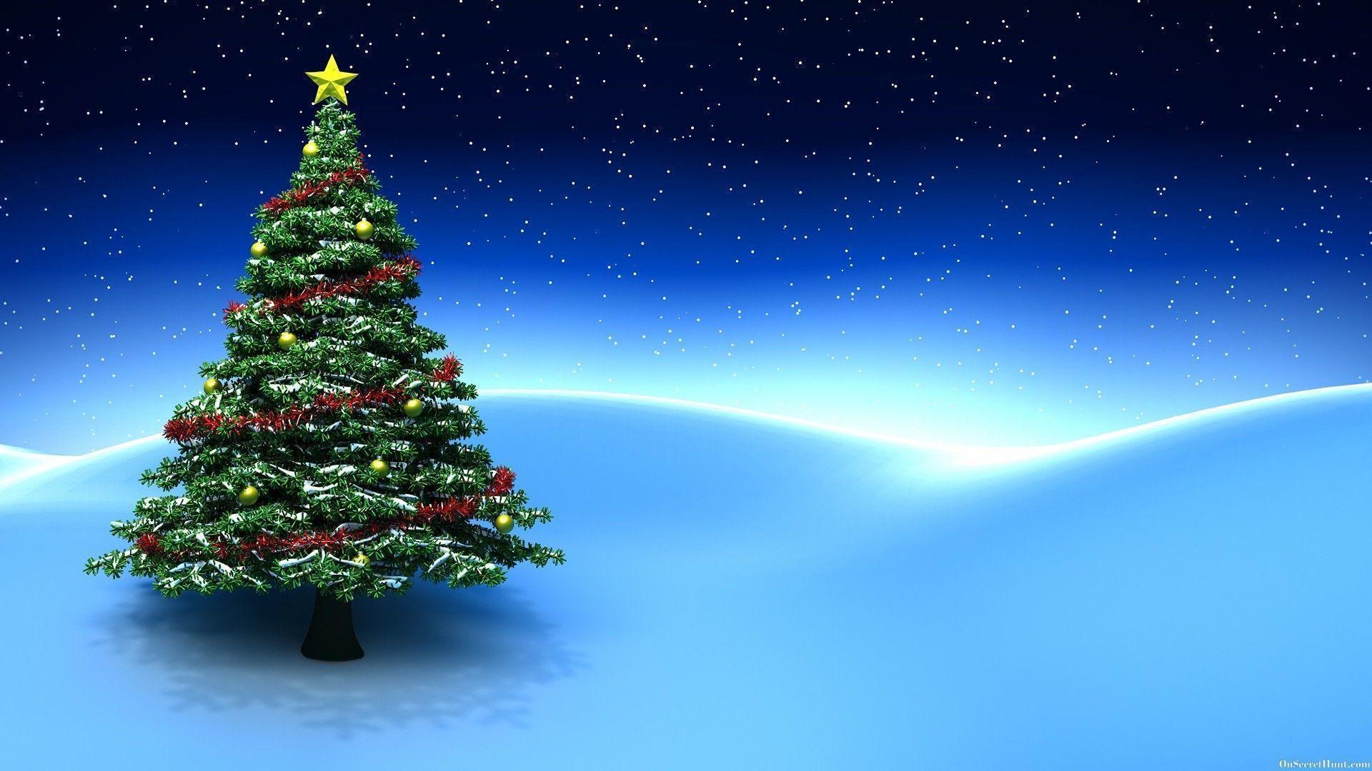 Wallpaper For > Blue Christmas Tree Background