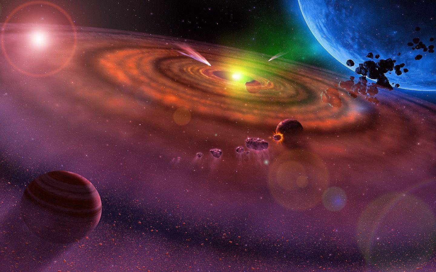 Outer Space Planets Background Widescreen 2 HD Wallpaper