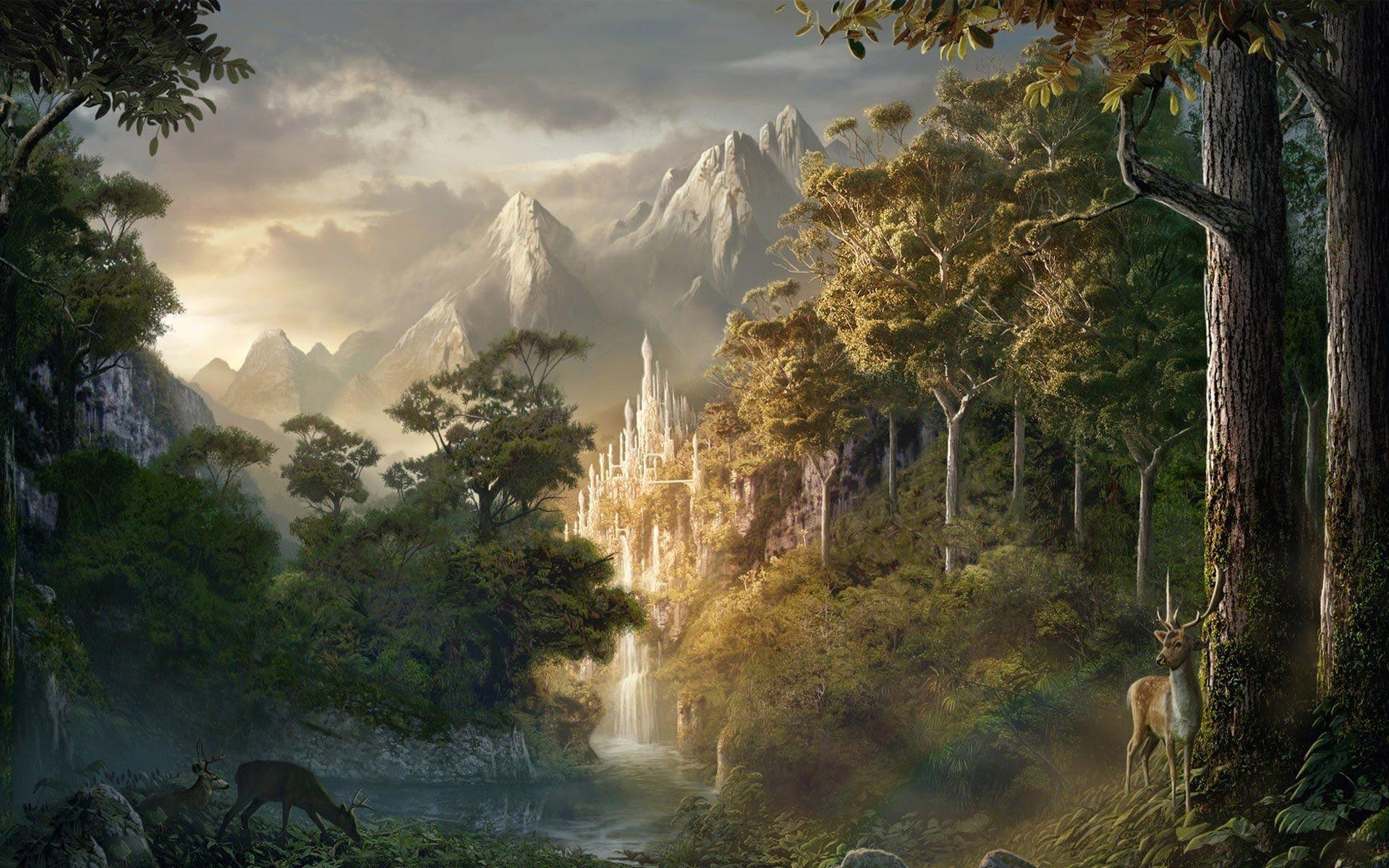 Fantasy Forest Castles Wallpaper ilikewalls