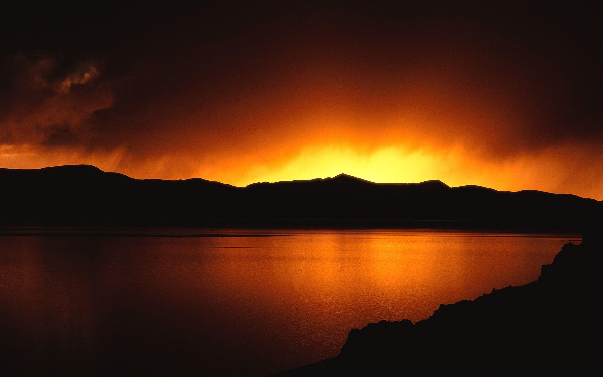 Fire Sunset in Landscape