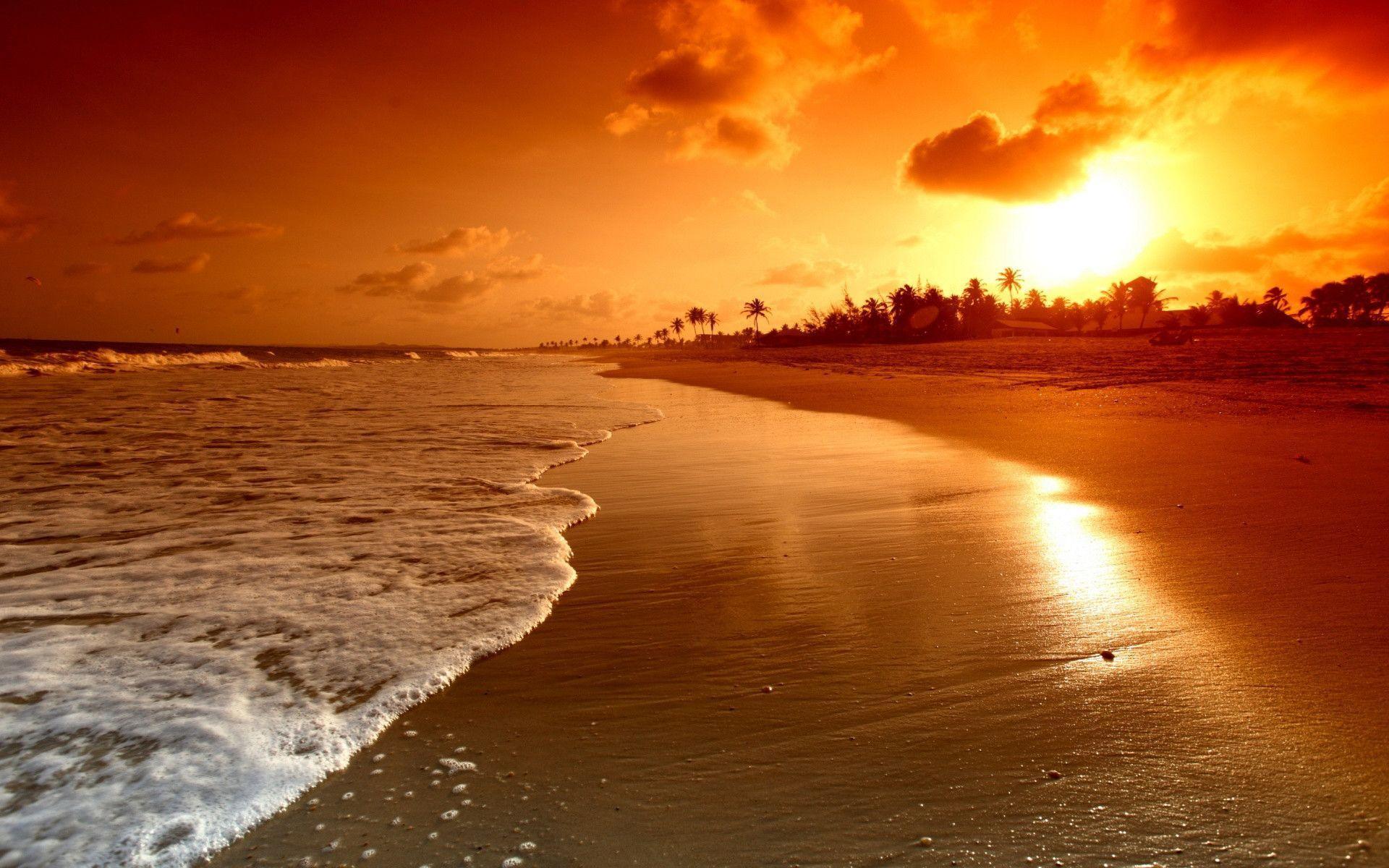 Sunset Beach HD Wallpaper. Beach sunset Desktop Image. Cool