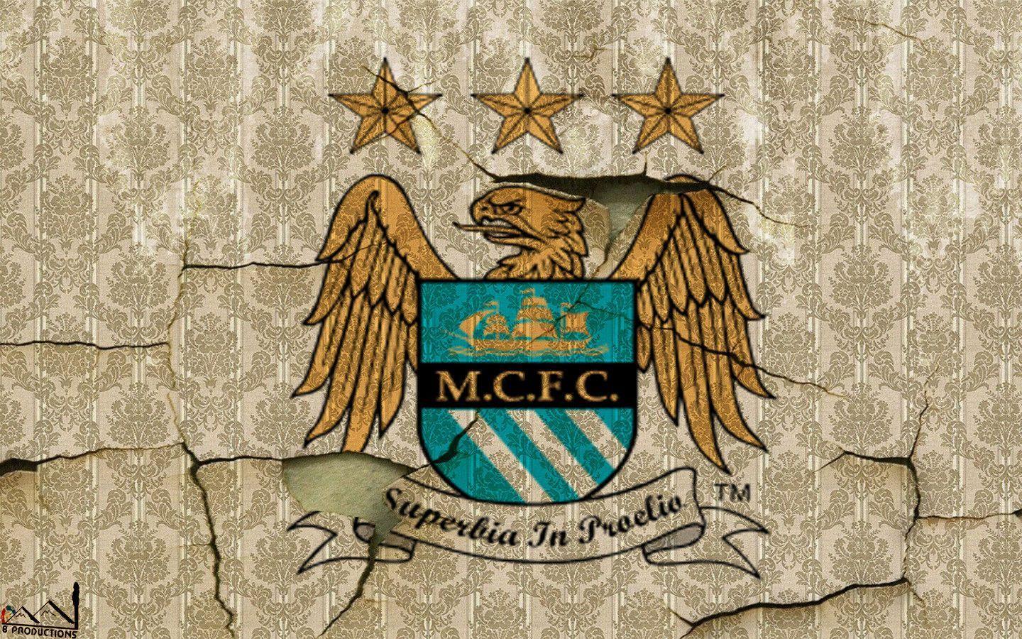 Manchester City Logo Wide HD Wallpaper Desktop Background Free