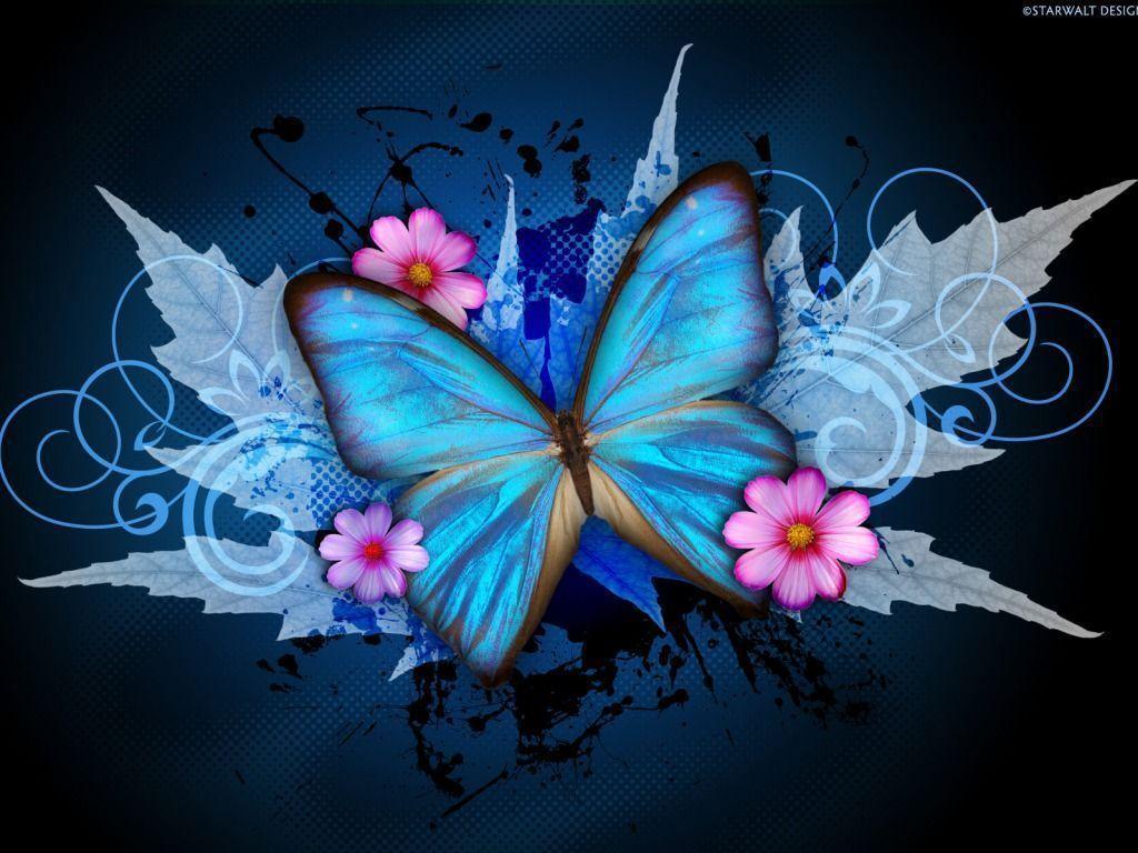 HD Blue Butterfly Wallpaper in Vectore Desktop Mobile