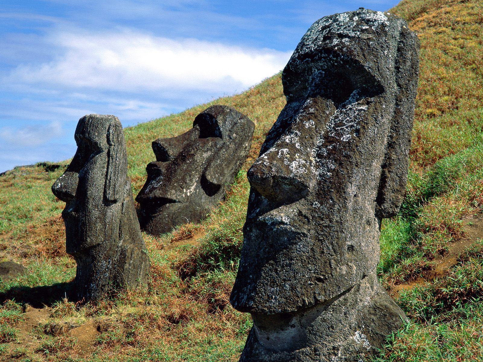 Moai statues Easter island free desktop background