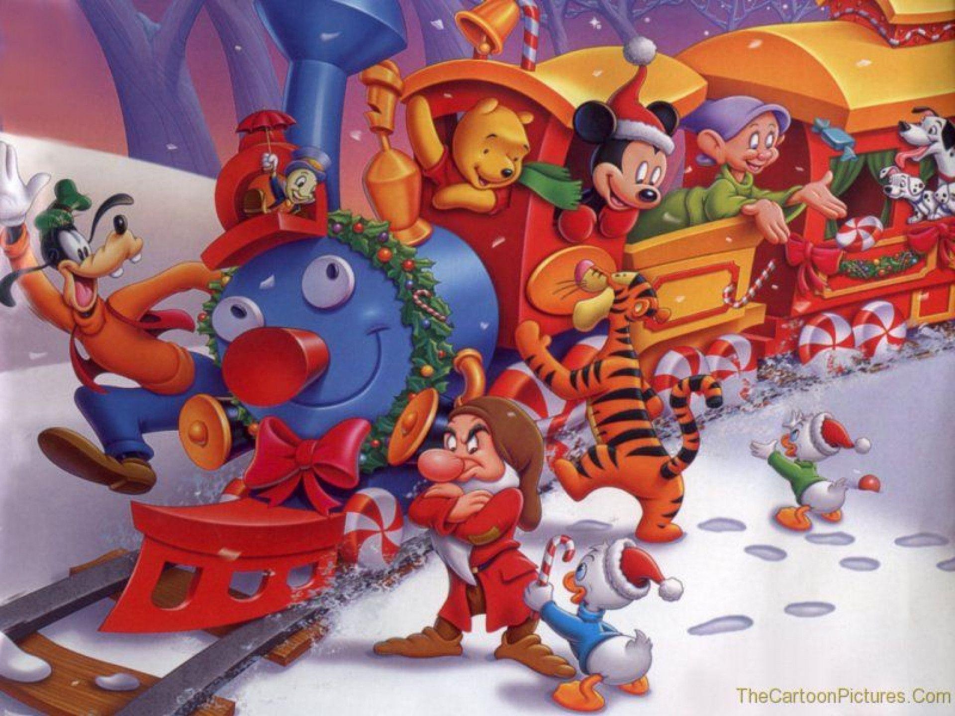 HD Winnie The Pooh Christmas Train Wallpaper