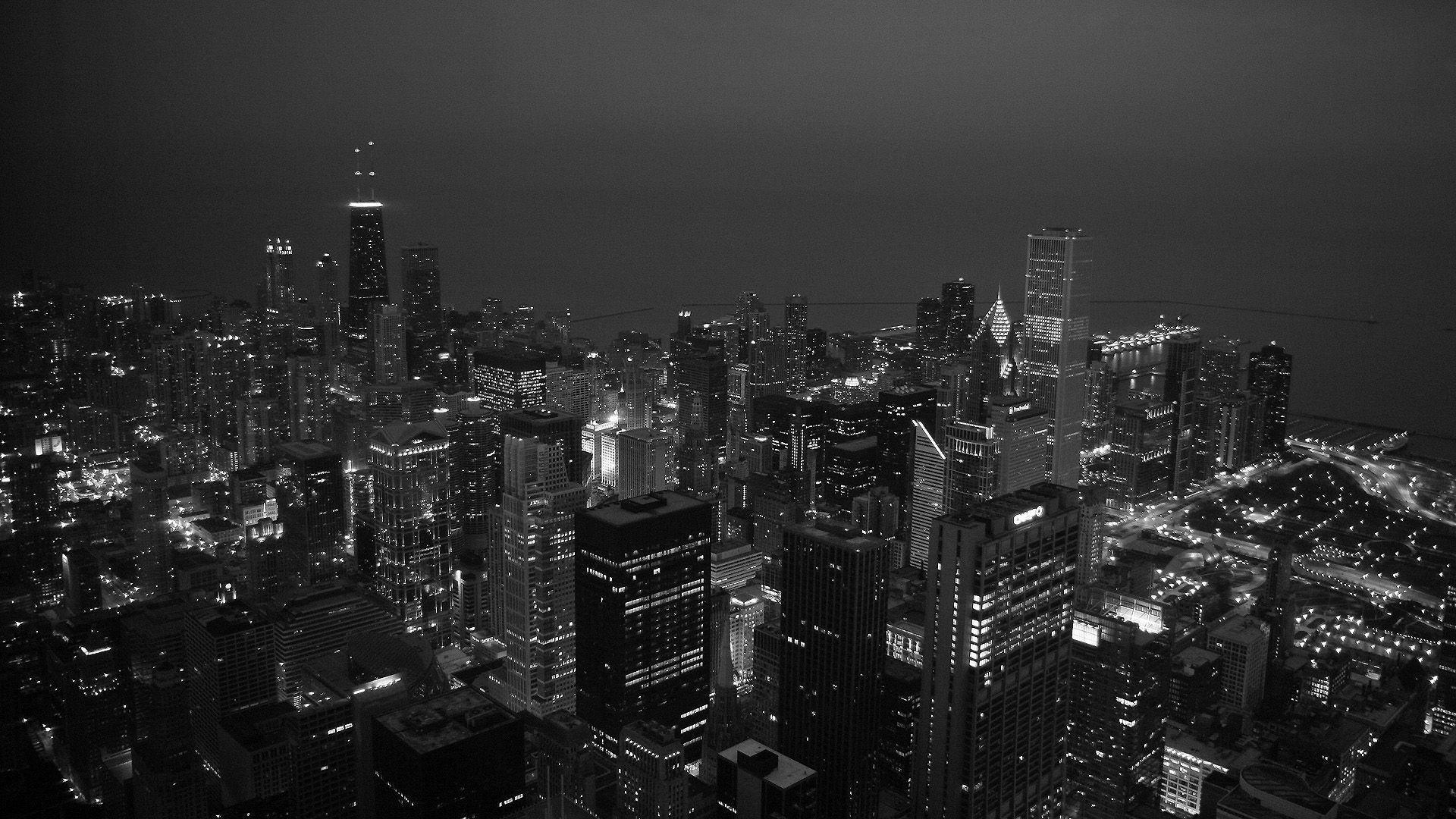 Chicago Black And White Night Wallpaper taken from Chicago White