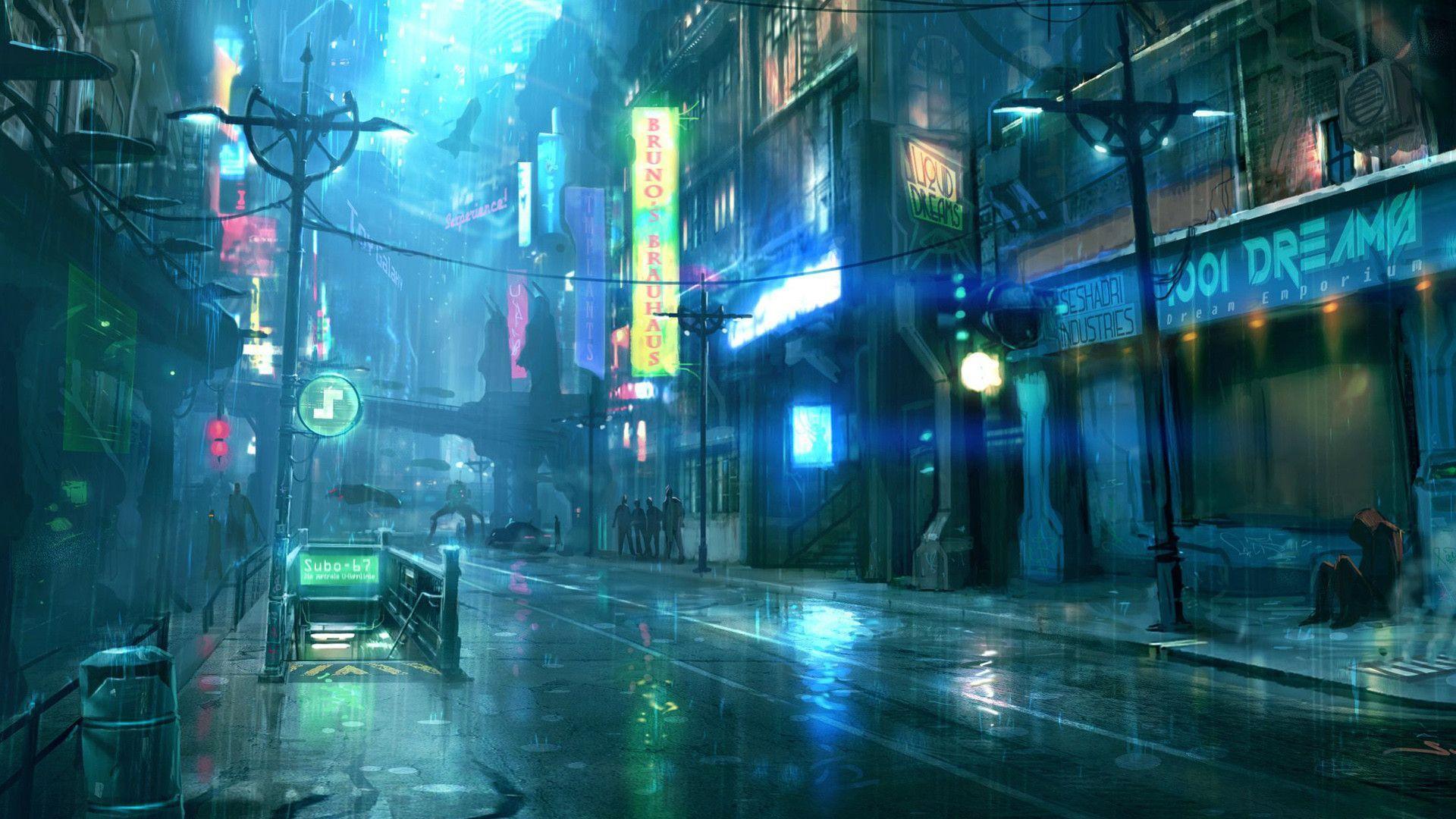 Dark Cyberpunk Street