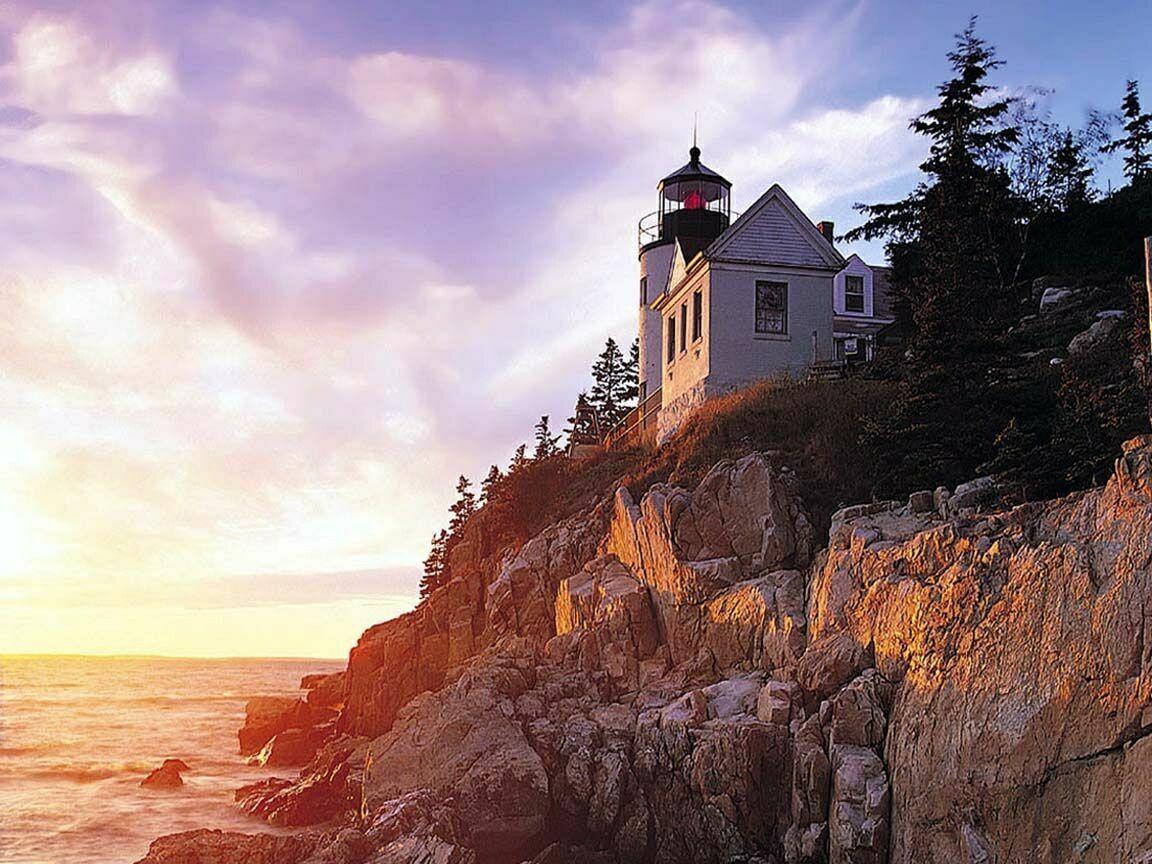 Bass Harbor Lighthouse Wallpaper Image featuring Beaches