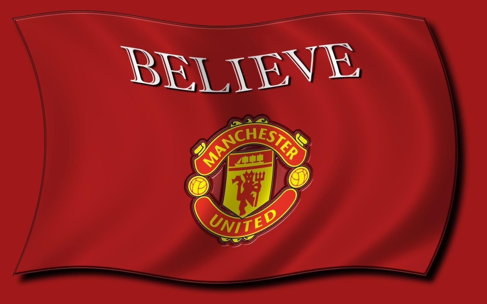 Red Background Manchester United Logo Wallpape Wallpaper