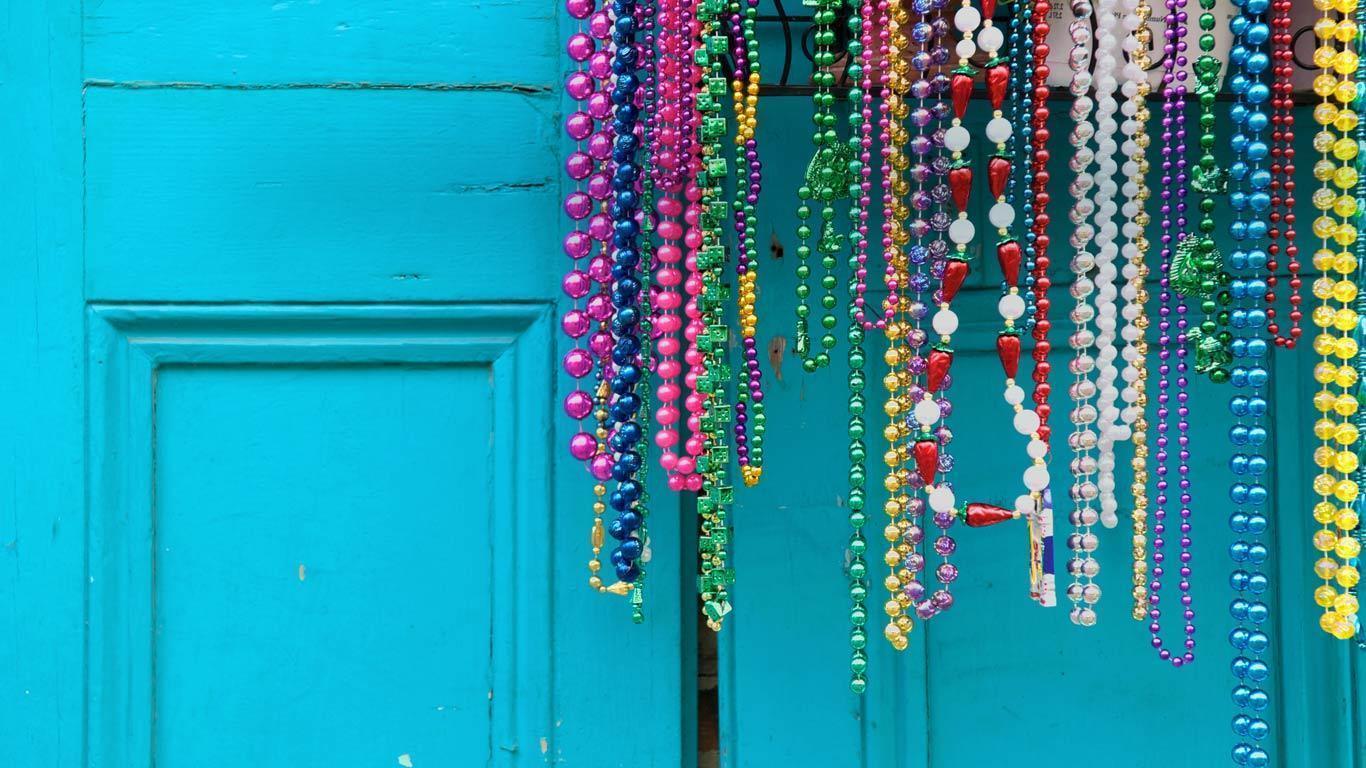 Mardi Gras beads in New Orleans Beautiful High Quality Wallpaper