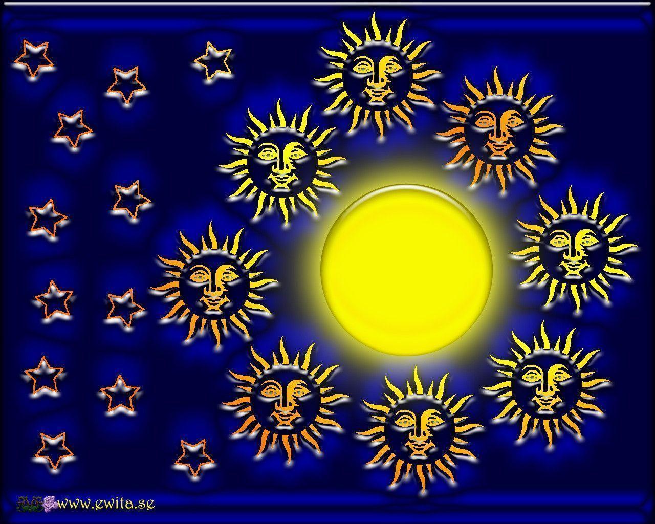 Sun, Moon And Stars 27545 Art Wallpaper