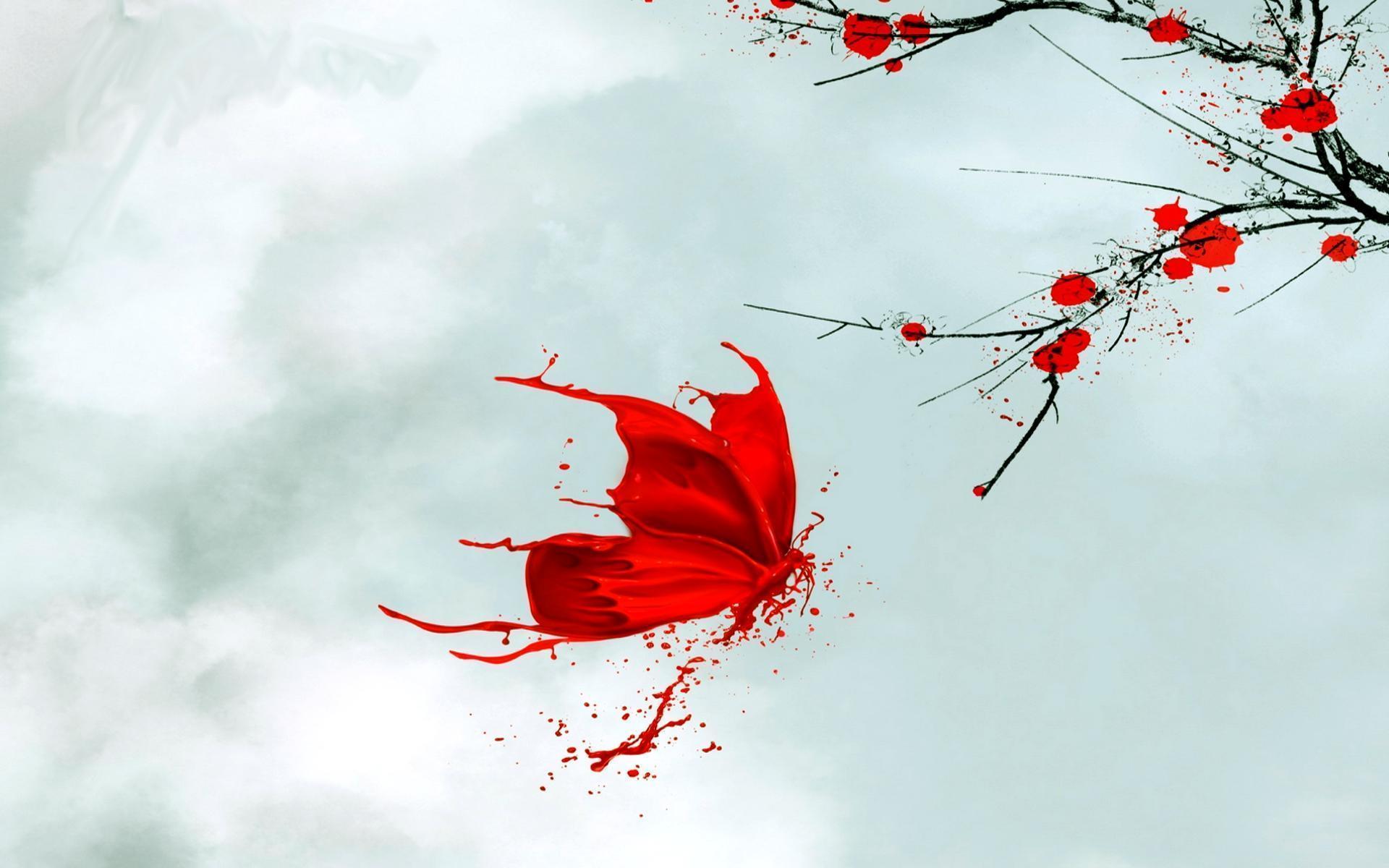 Red Butterfly Art Simple Abstract 3D And Cg HD wallpaper #