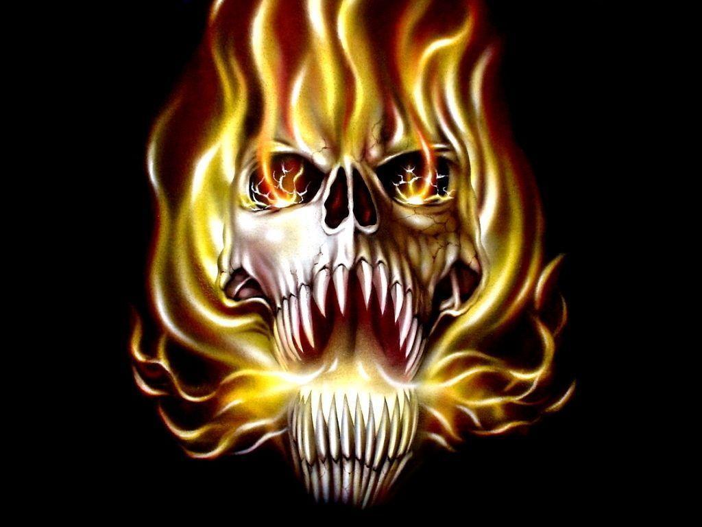 cool fire skull wallpaper HD