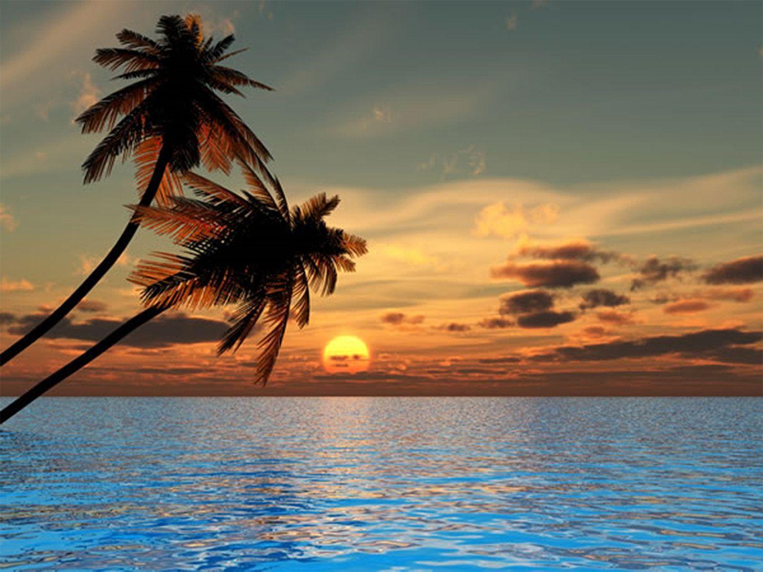 Beautiful Beach Sunsets Painting Background 1 HD Wallpaper
