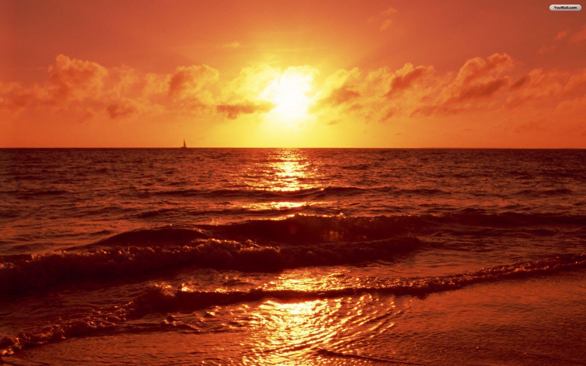 Wallpaper For > HD Beach Sunset Wallpaper For Mac