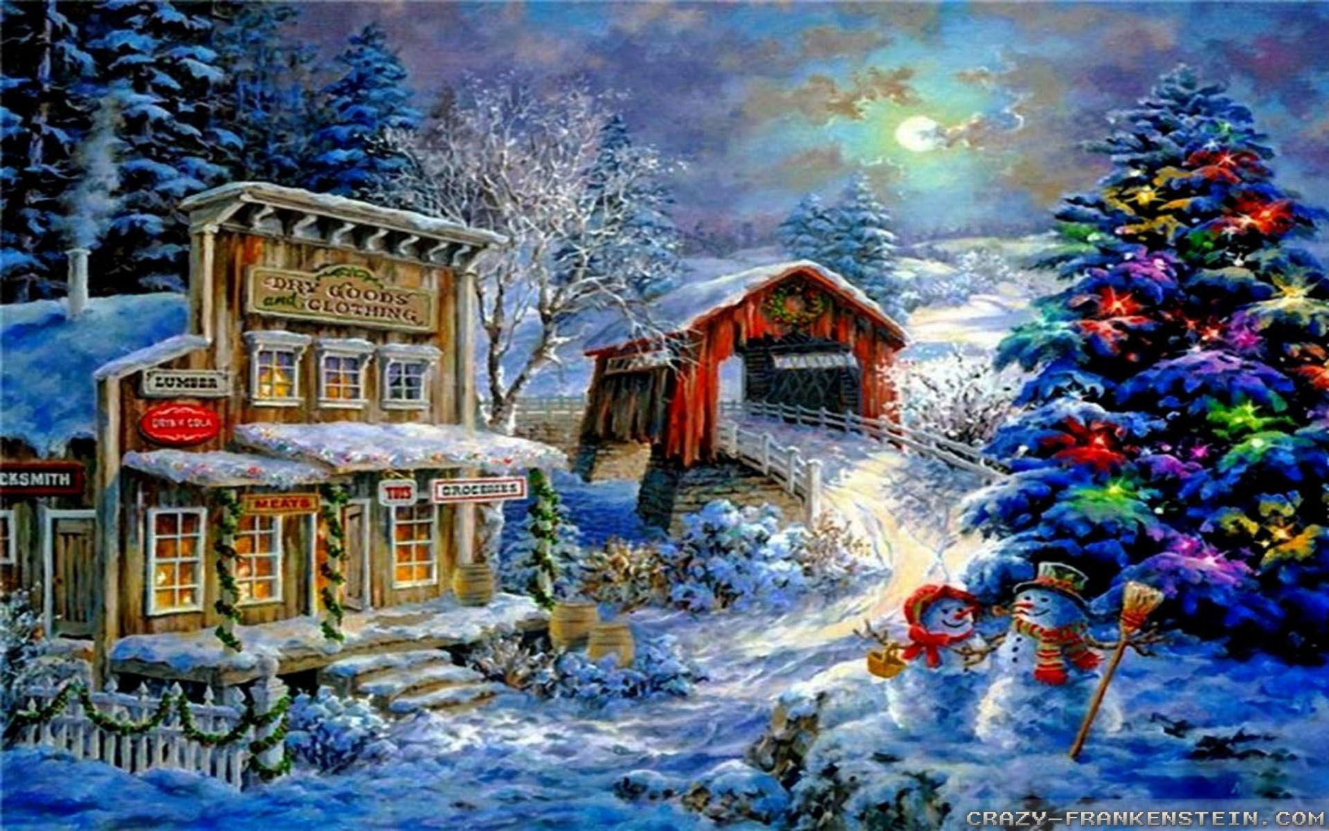 Christmas Winter Scenes Wallpapers - Wallpaper Cave