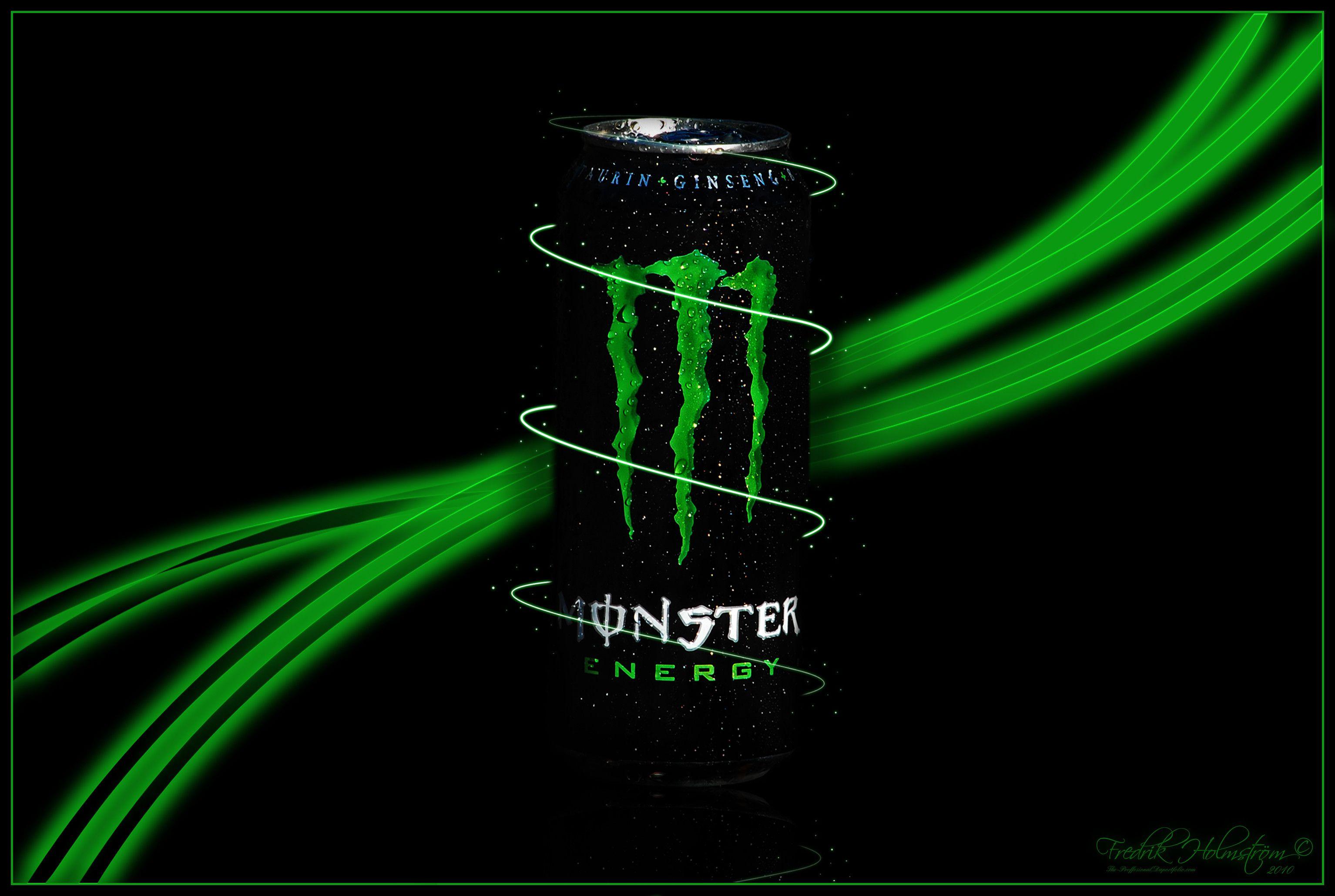 Cool Monster Energy Green Wings in Dark Background Logo HD