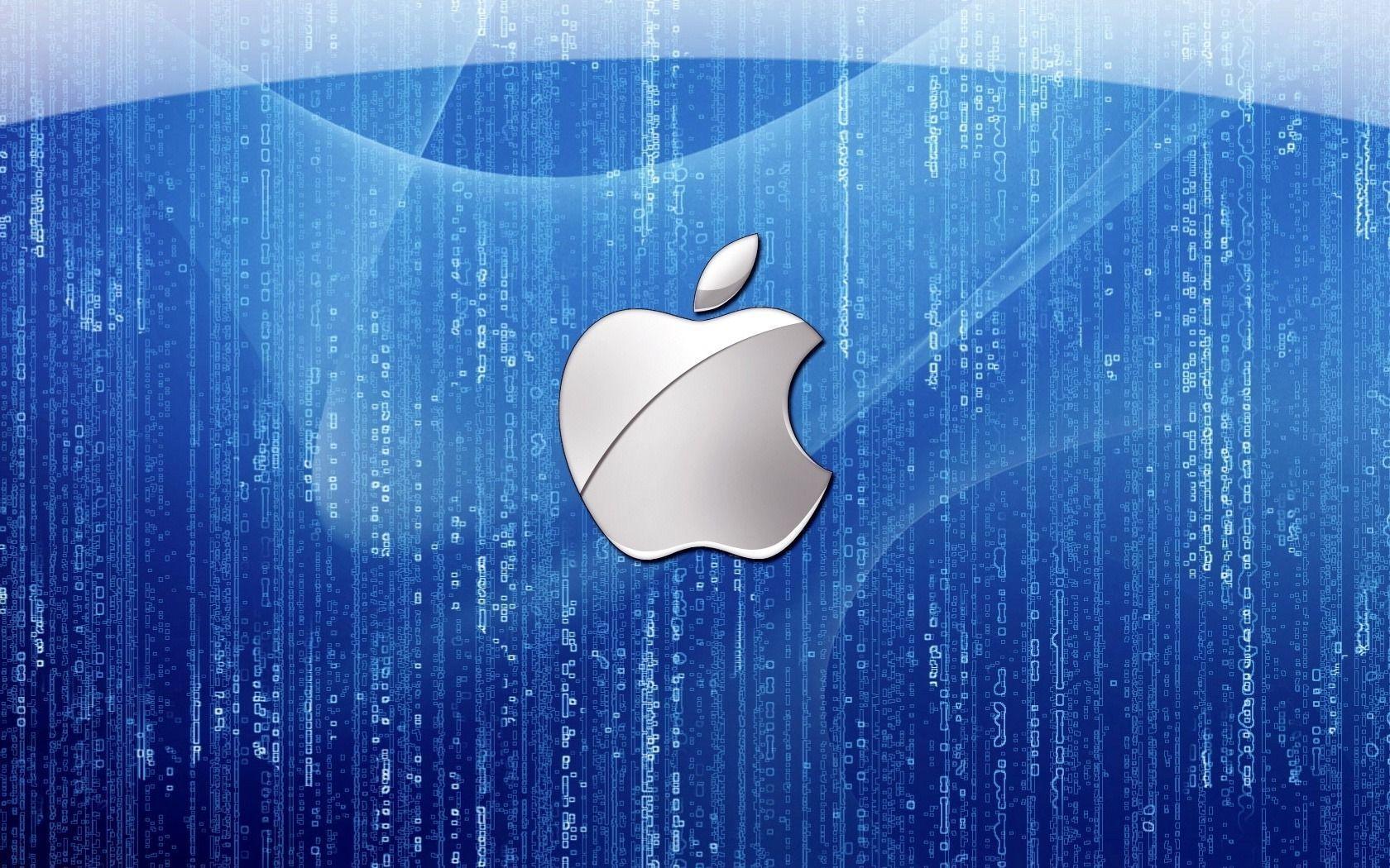 Clean Apple Logo in Blue Background desktop wallpaper