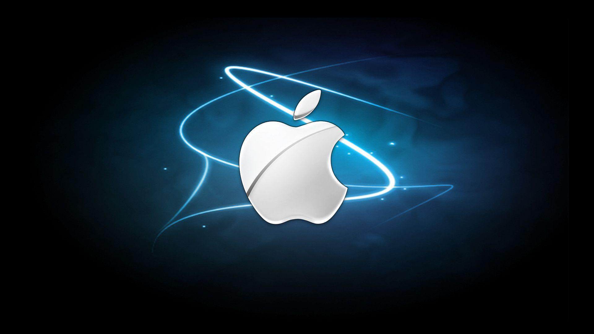 Apple Logo White And Blue Wallpaper For IPhone Wallpaper