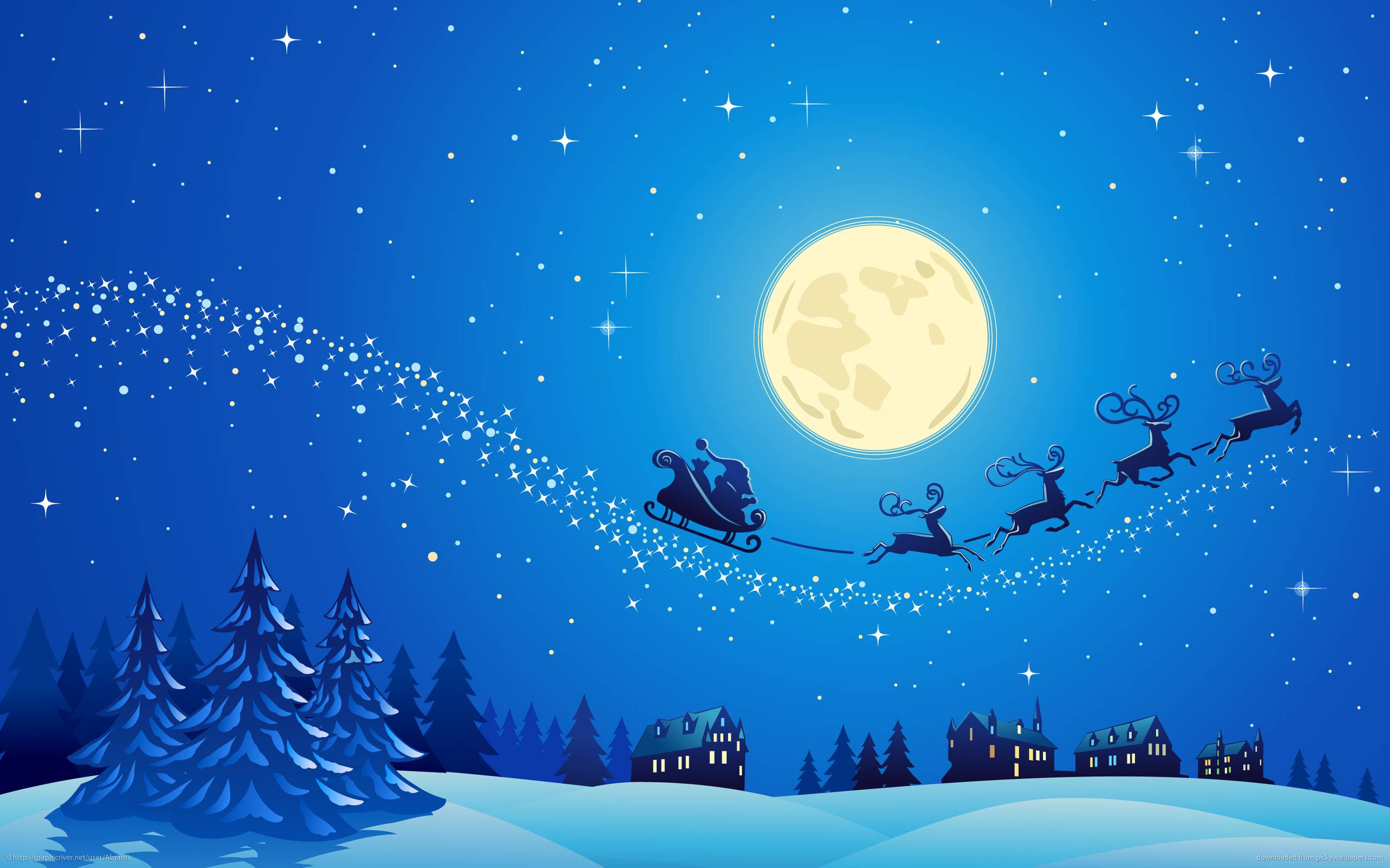 Santa Into the Winter Christmas Night Free HD Wallpaper