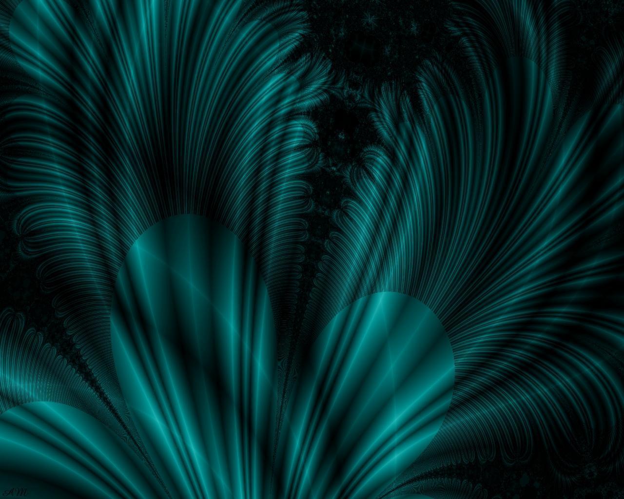 Teal Feather Fan, Desktop and mobile wallpaper