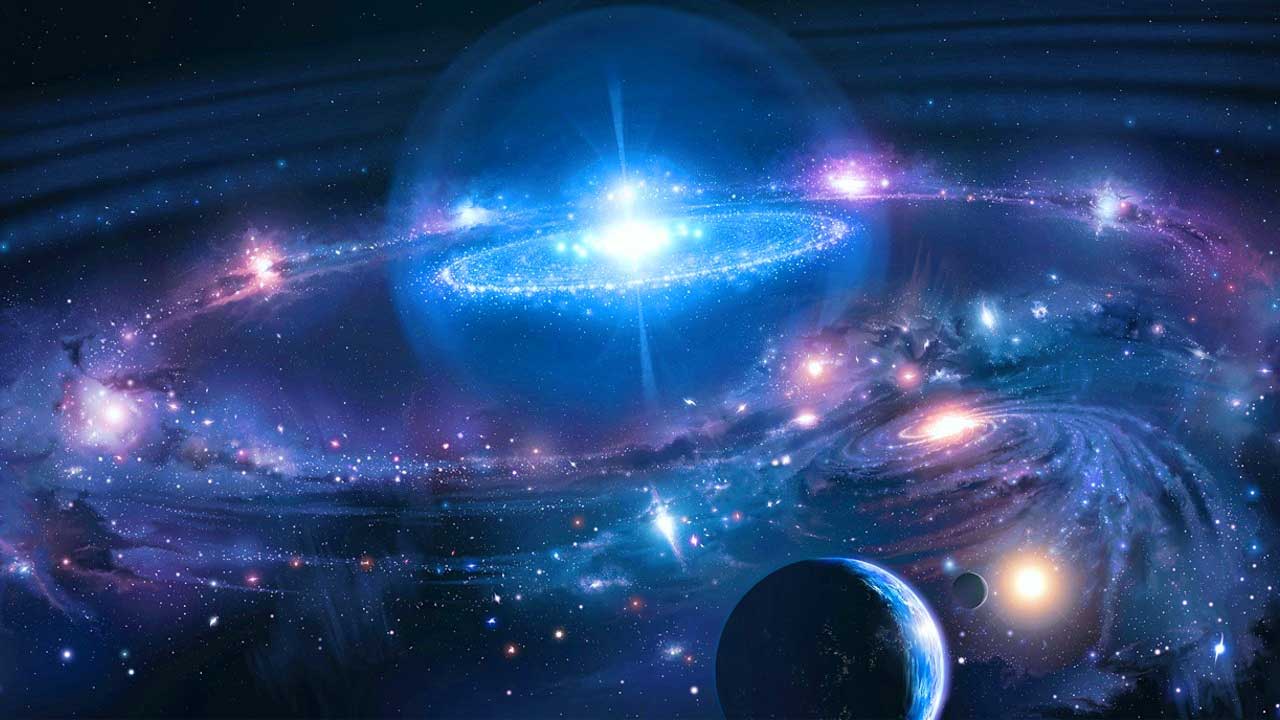 3D Blue Space Galaxy Wallpaper