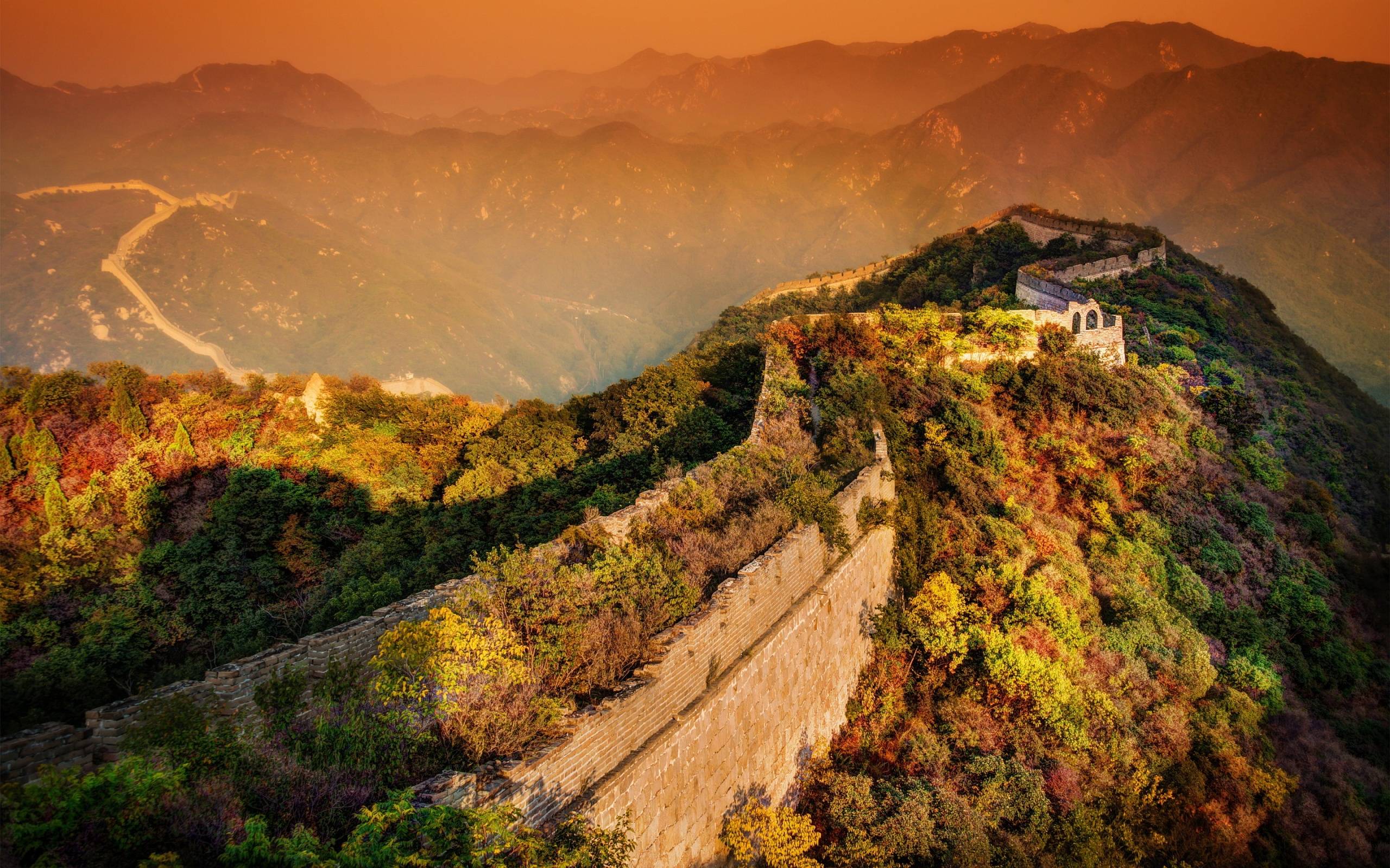 Sunset In Great Wall Of China Wallpaper, Travel Wallpaper