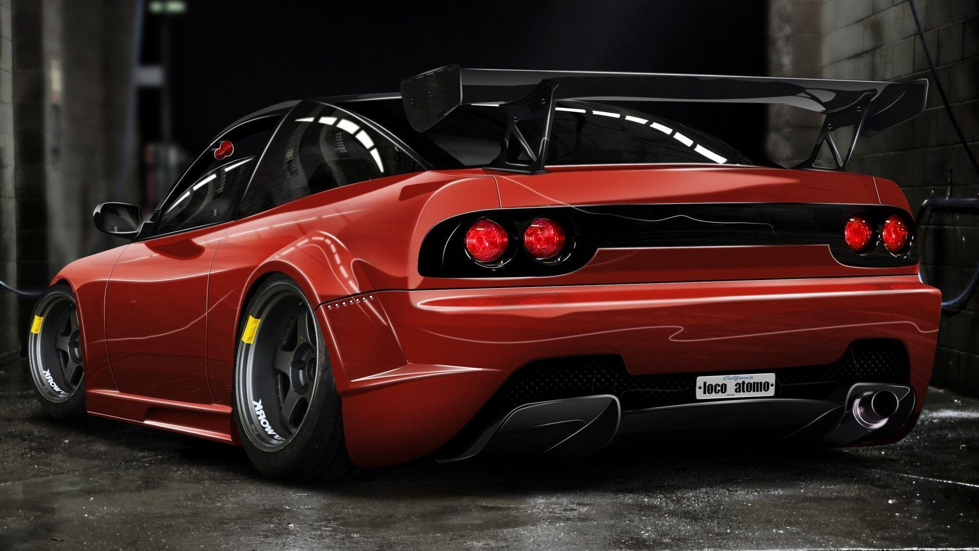 Nissan 240SX Red Rear nissan red tuning body kit wallpaper