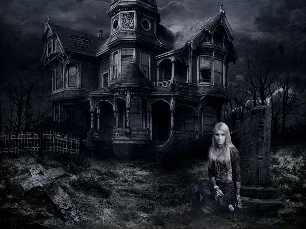 helloween scary haunted houses desktop wallpaper 2