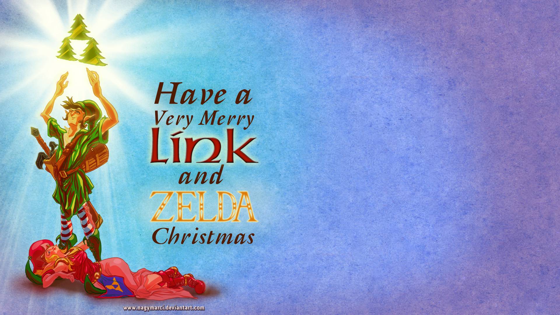 Link and Zelda Christmas desktop wallpaper