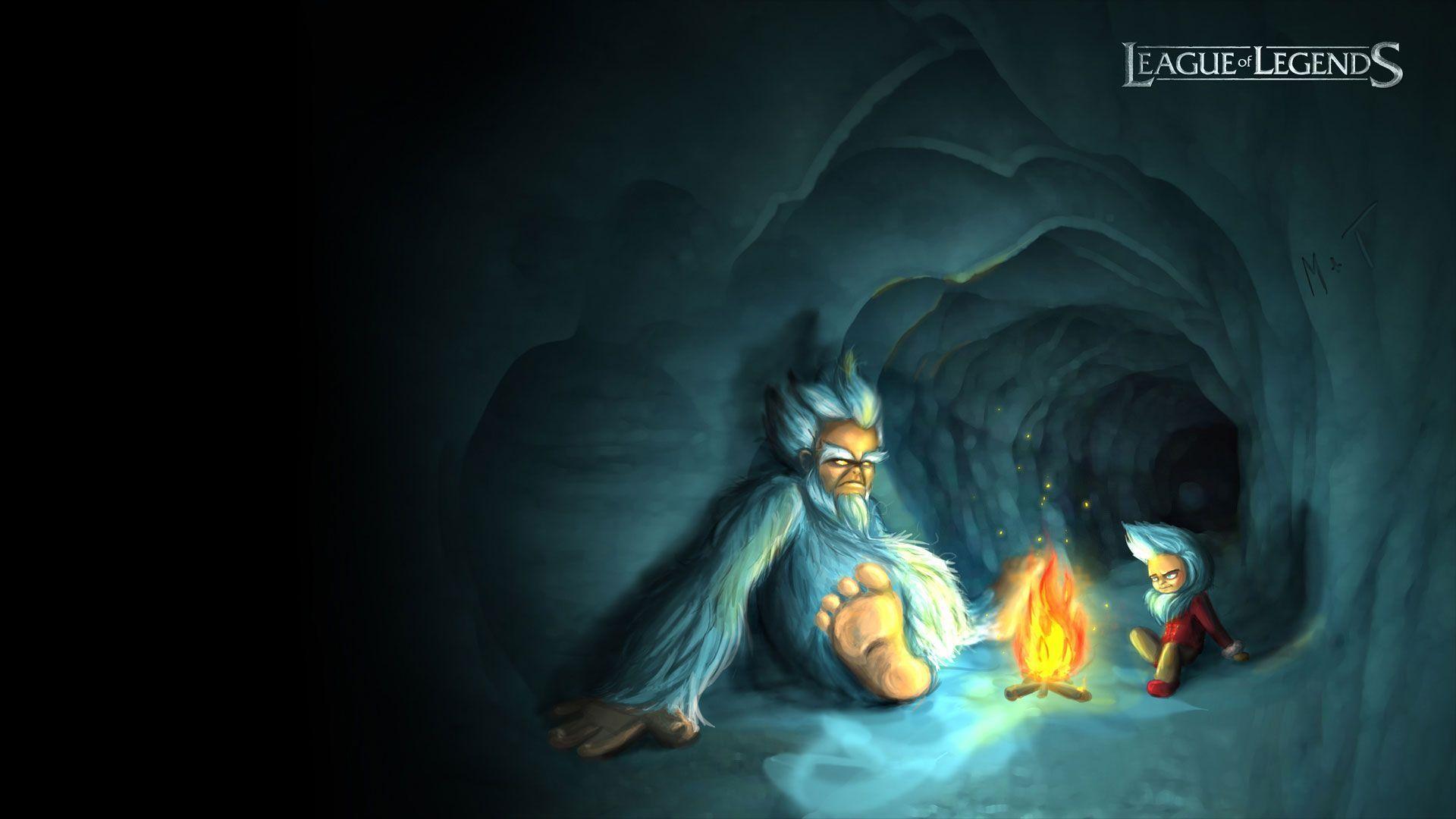 Download League Of Legends Nunu Hiding In Cave Wallpape