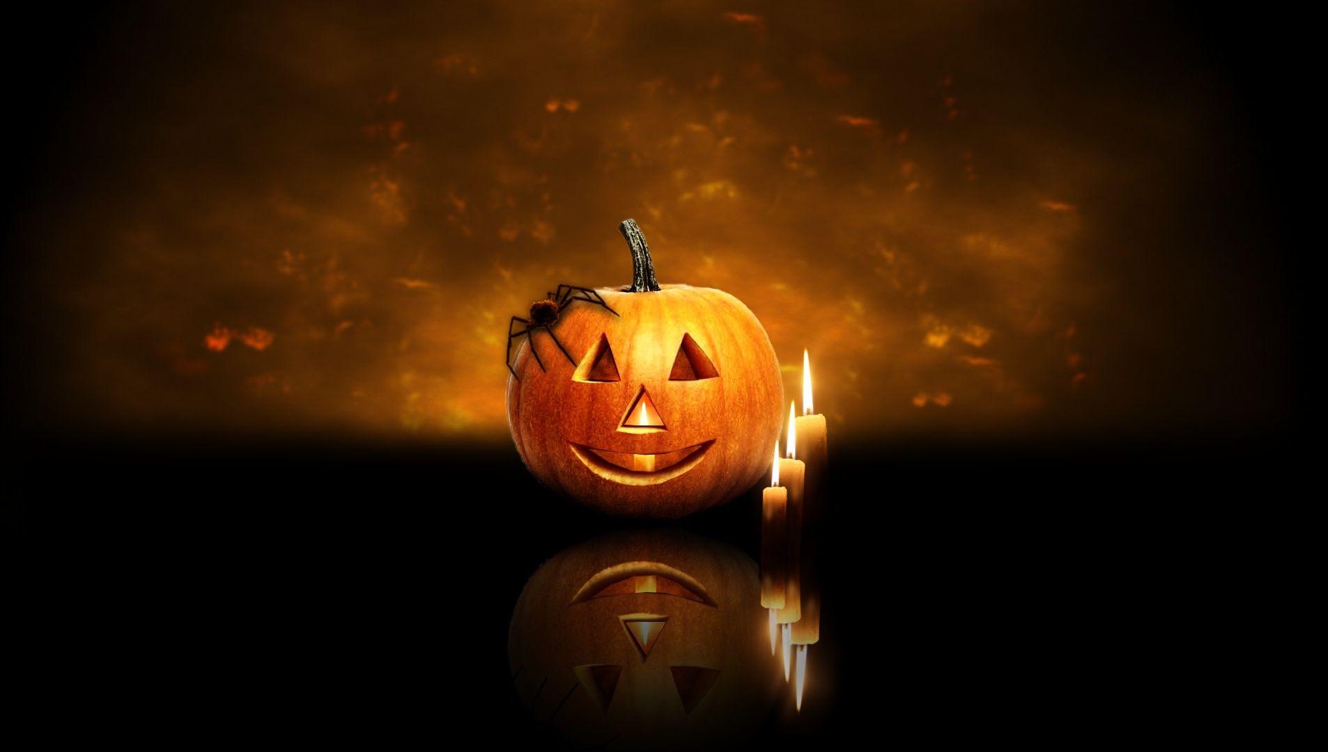 Halloween Pumpkin and Candles Free and Wallpaper