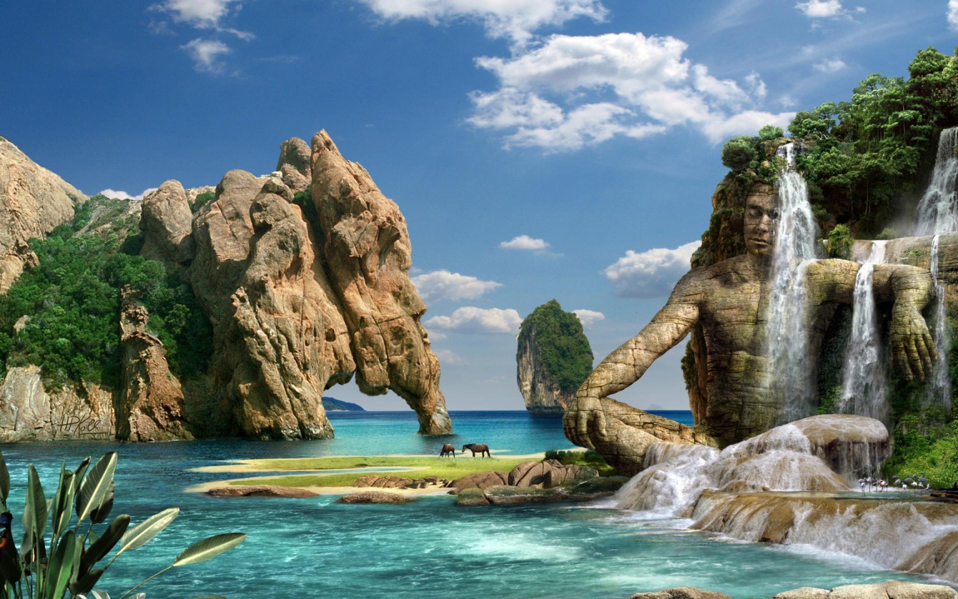 Sea Waterfall Desktop wallpaper. Free HD Wallpaper