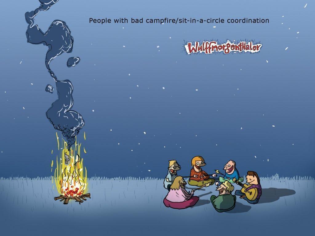 Campfire people desktop PC and Mac wallpaper