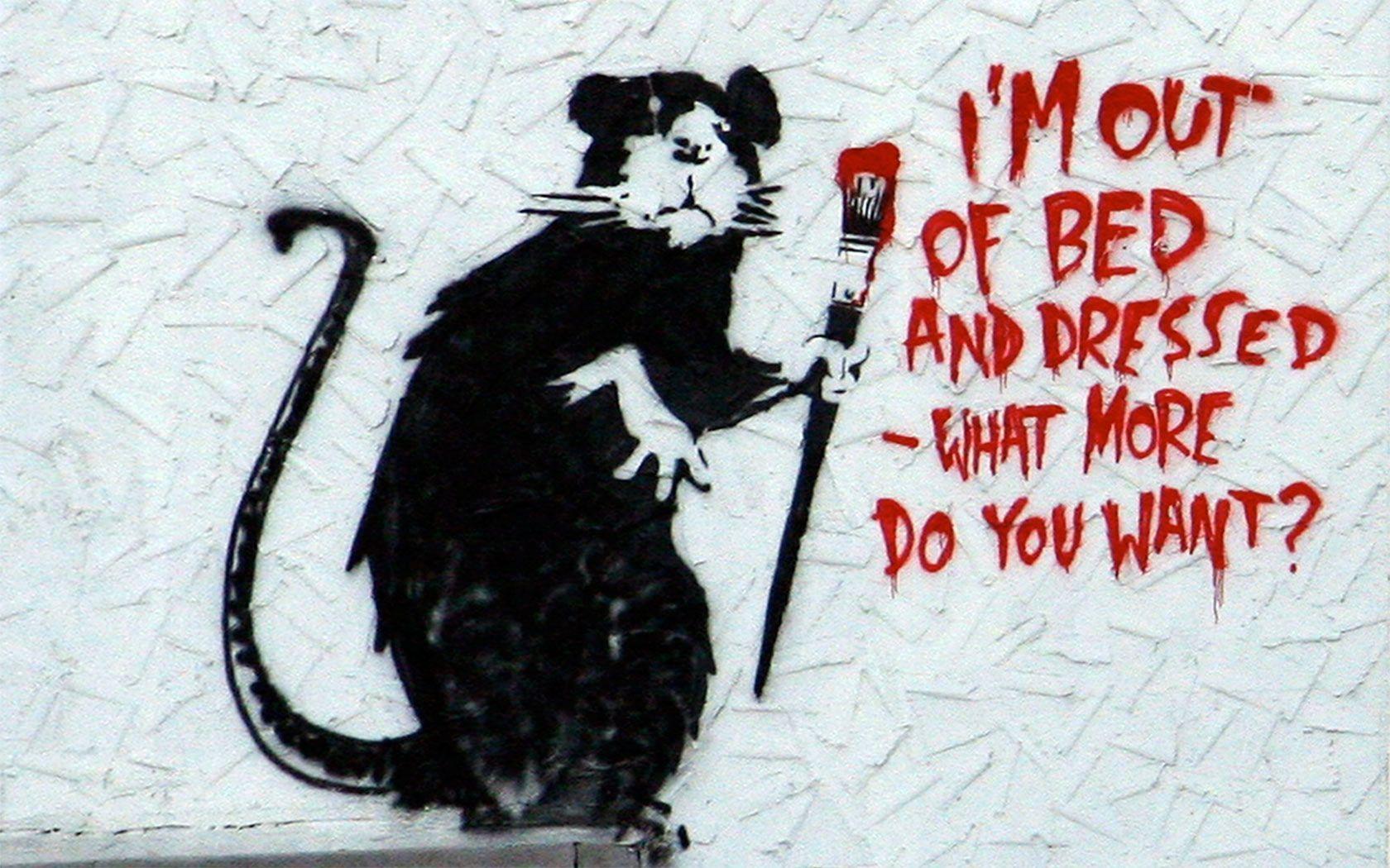 Out of Bed Rat Banksy Wallpaper