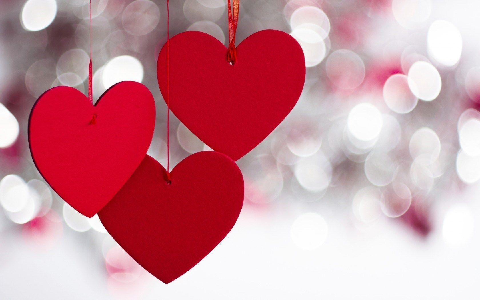 Red Hearts Love Bokeh HD Wallpaper Desktop Background Free