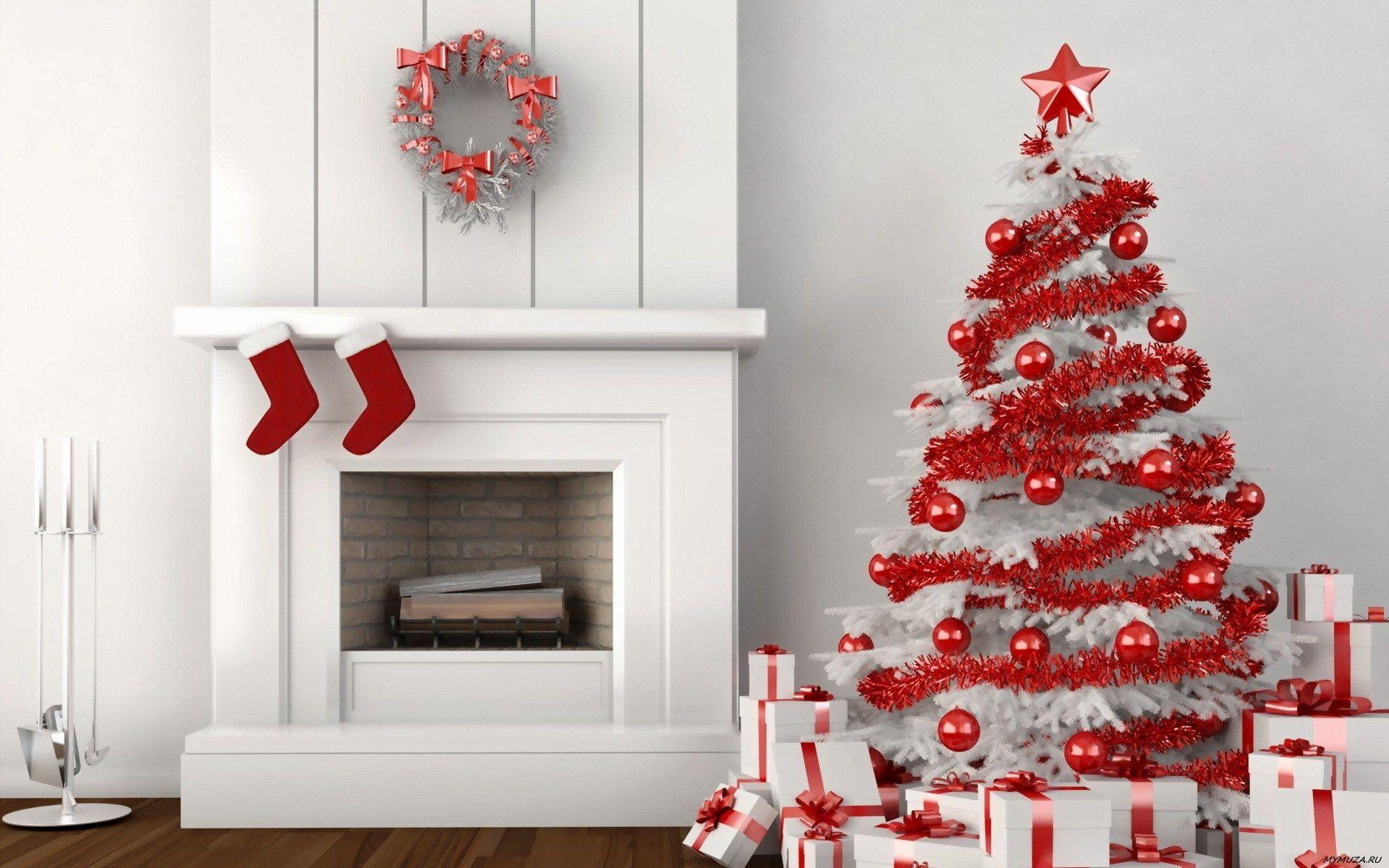 Fireplace And Christmas Tree Wallpaper