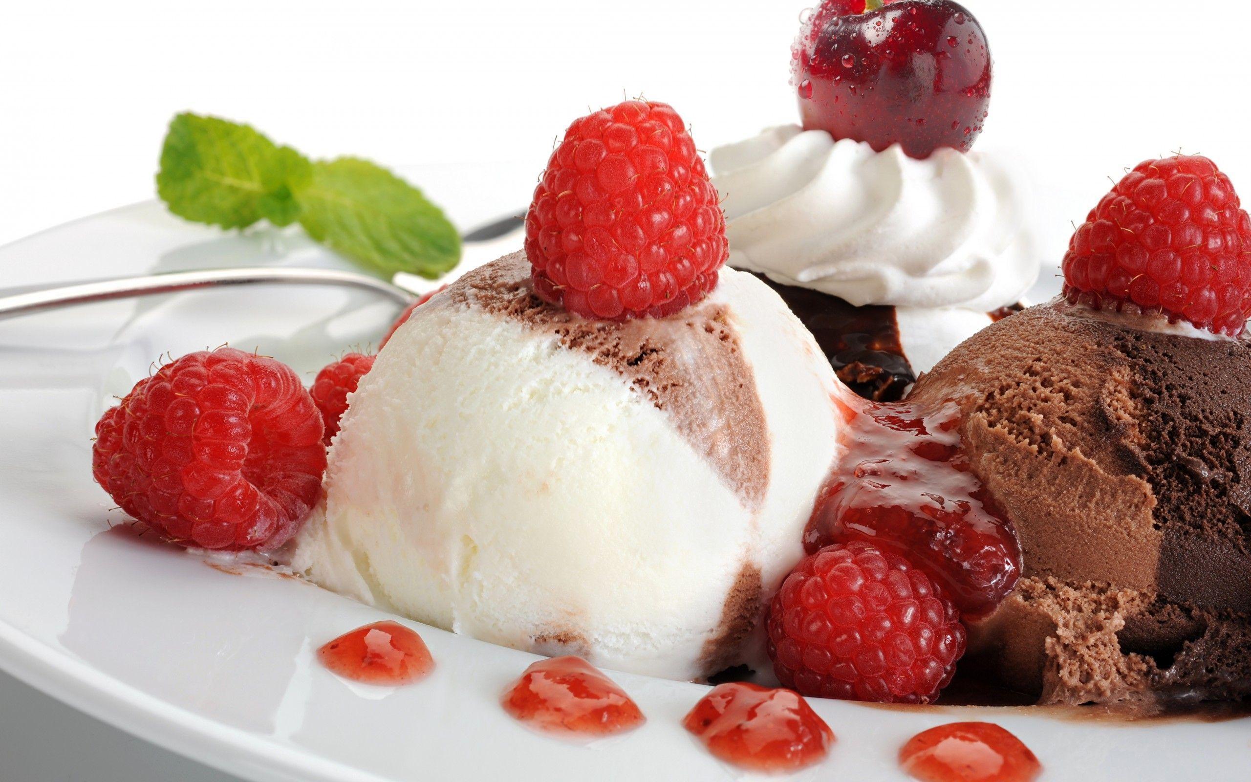 Vanilla Chocolate Berry Ice Cream, Fruits Wallpaper, HD