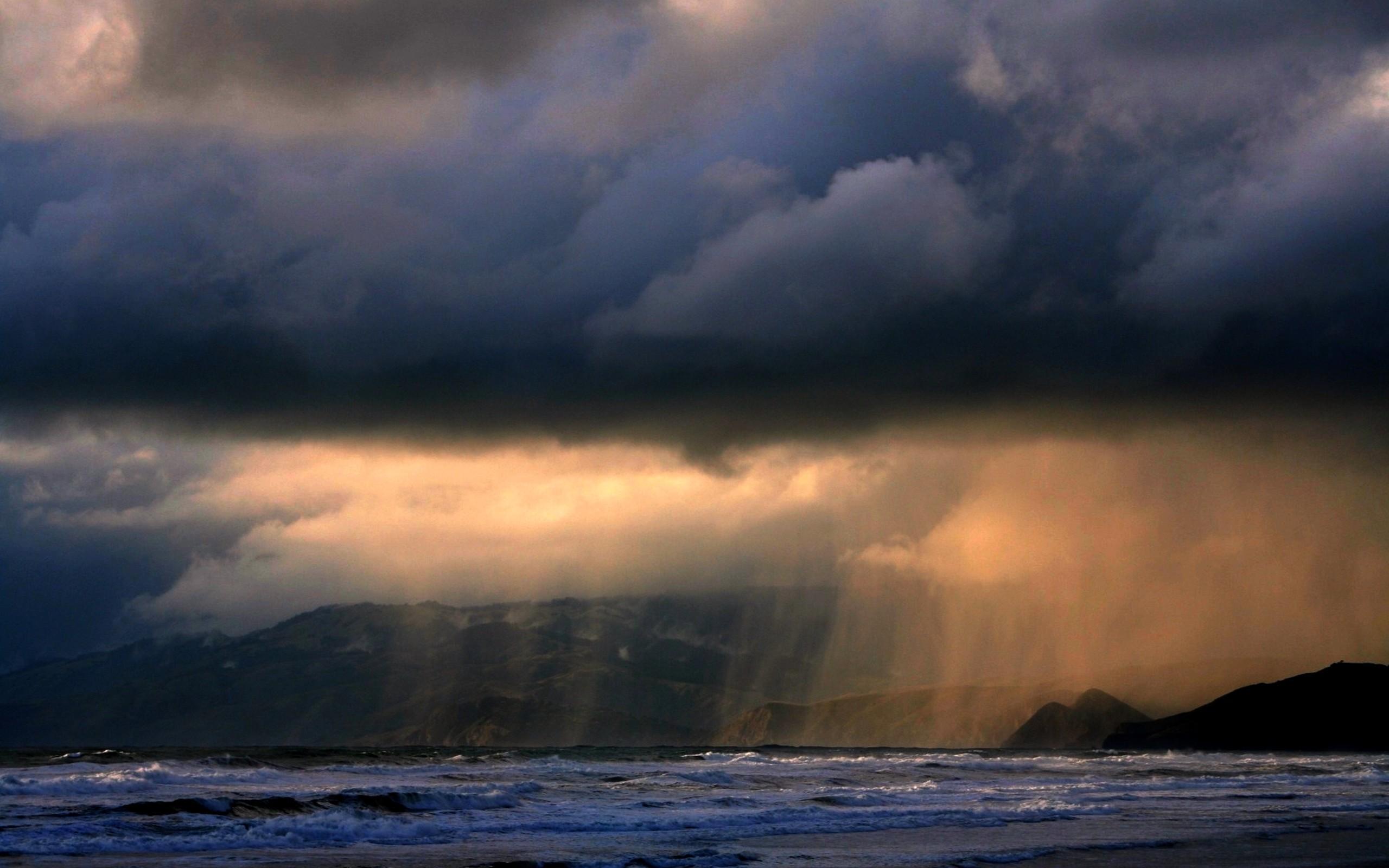 HD Landscapes Coast Storm Rain Clouds Ocean Sea HD Resolution