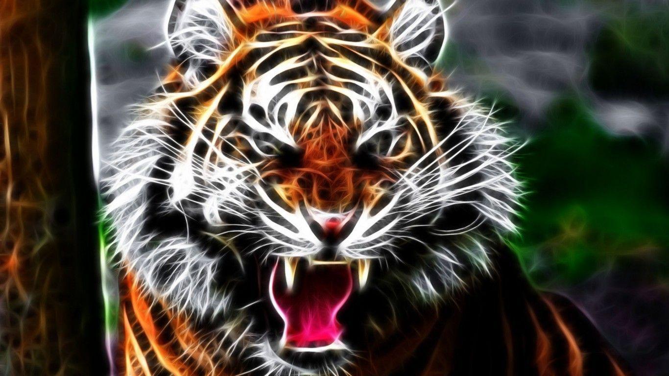 Tiger, Face, Aggression, Teeth Wallpaper 1366x768